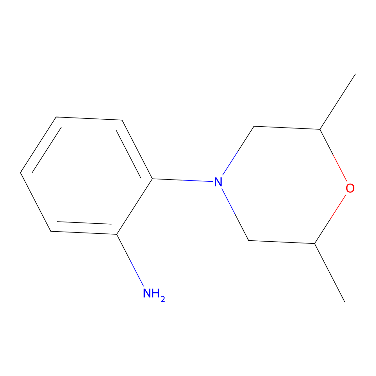 2-[(2R,6S)-2,6-dimethylmorpholin-4-yl]aniline molecular structure, CAS 1598656-96-2