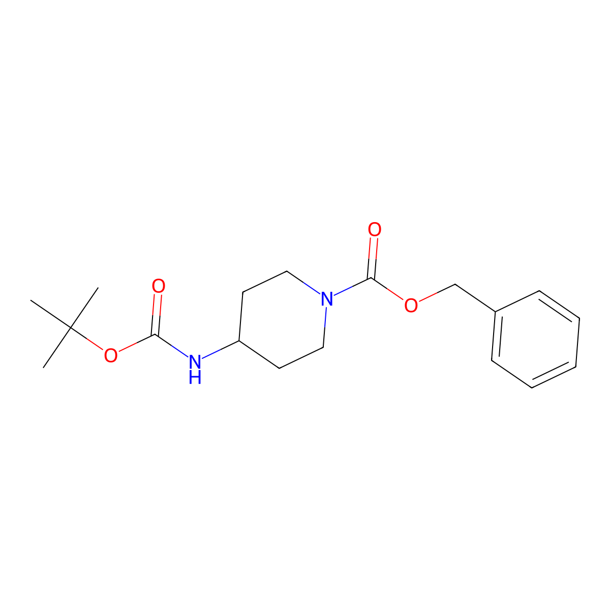 Benzyl 4-((tert-butoxycarbonyl)amino)piperidine-1-carboxylate molecular structure, CAS 159874-20-1