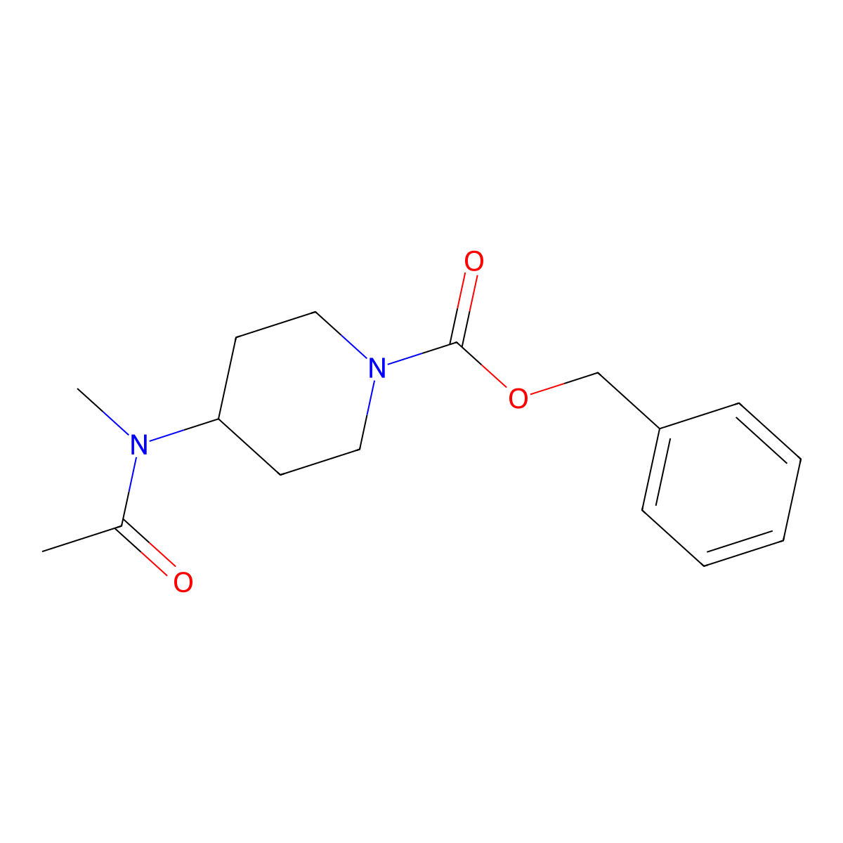 Benzyl 4-(N-methylacetamido)piperidine-1-carboxylate molecular structure, CAS 159874-30-3