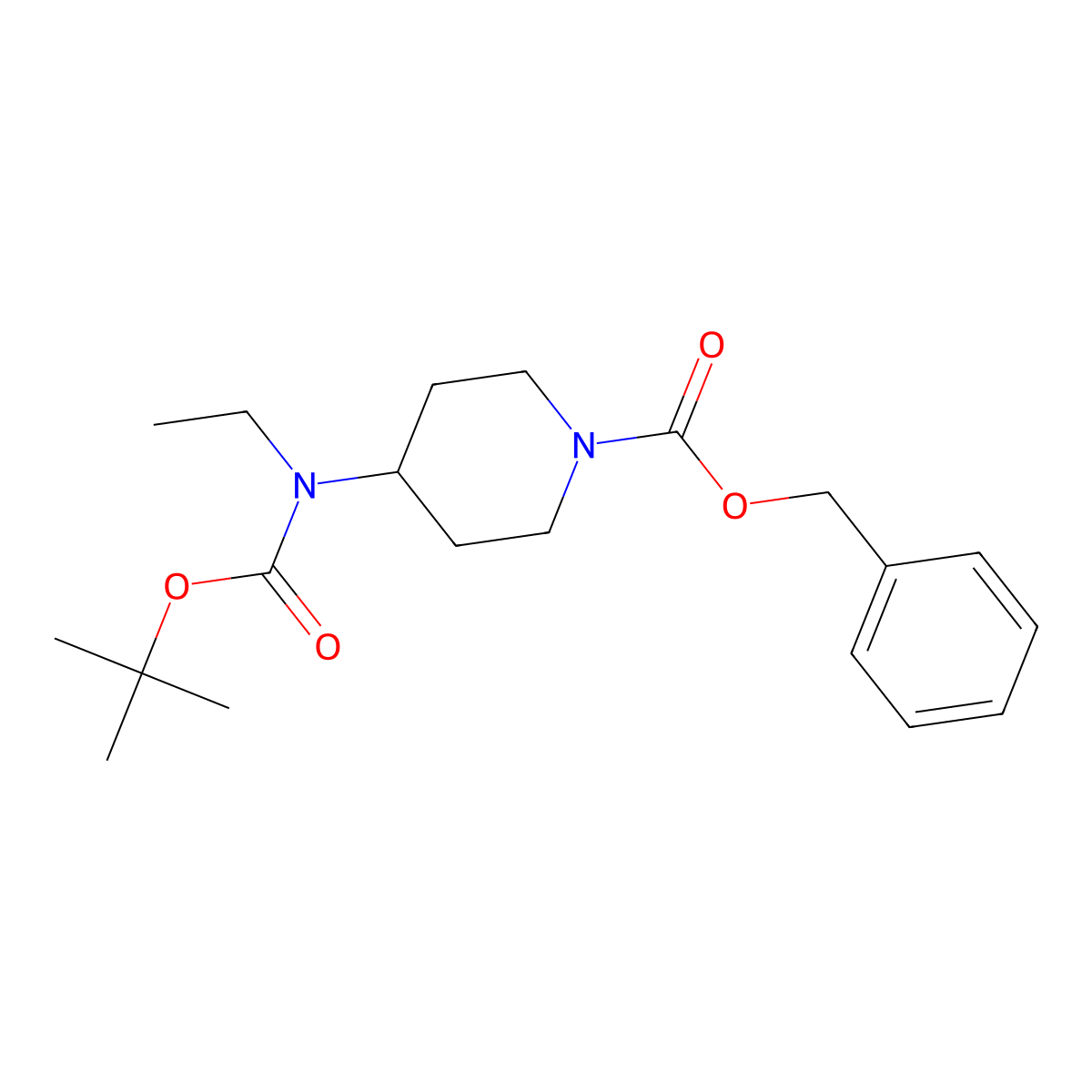 Benzyl 4-{[(tert-butoxy)carbonyl](ethyl)aminopiperidine-1-carboxylate molecular structure, CAS 159874-37-0