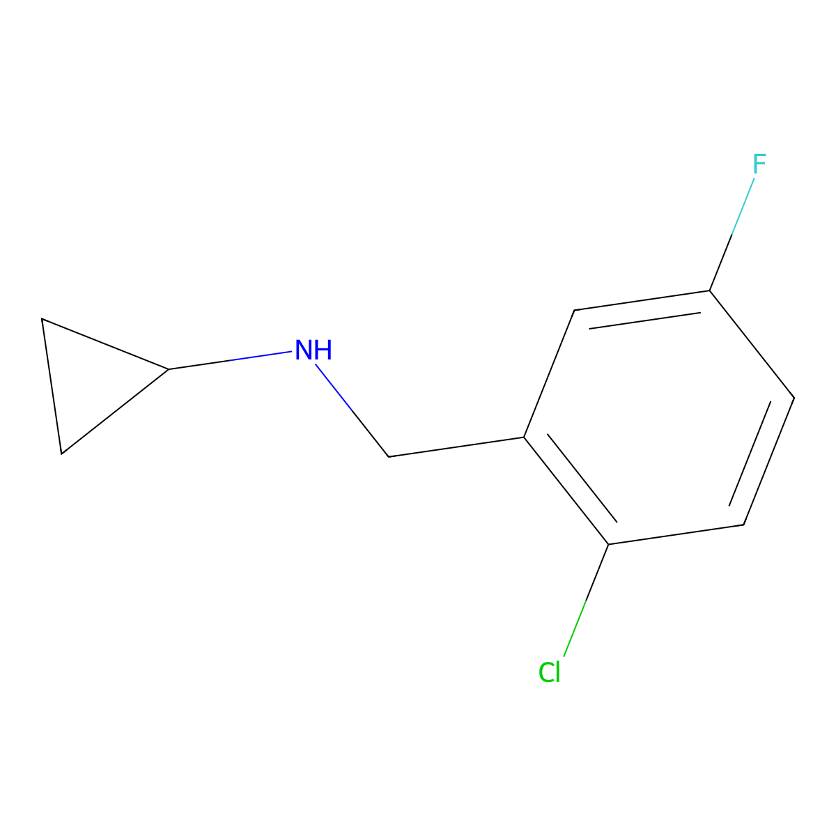 N-[(2-Chloro-5-fluorophenyl)methyl]cyclopropanamine molecular structure, CAS 1598757-04-0