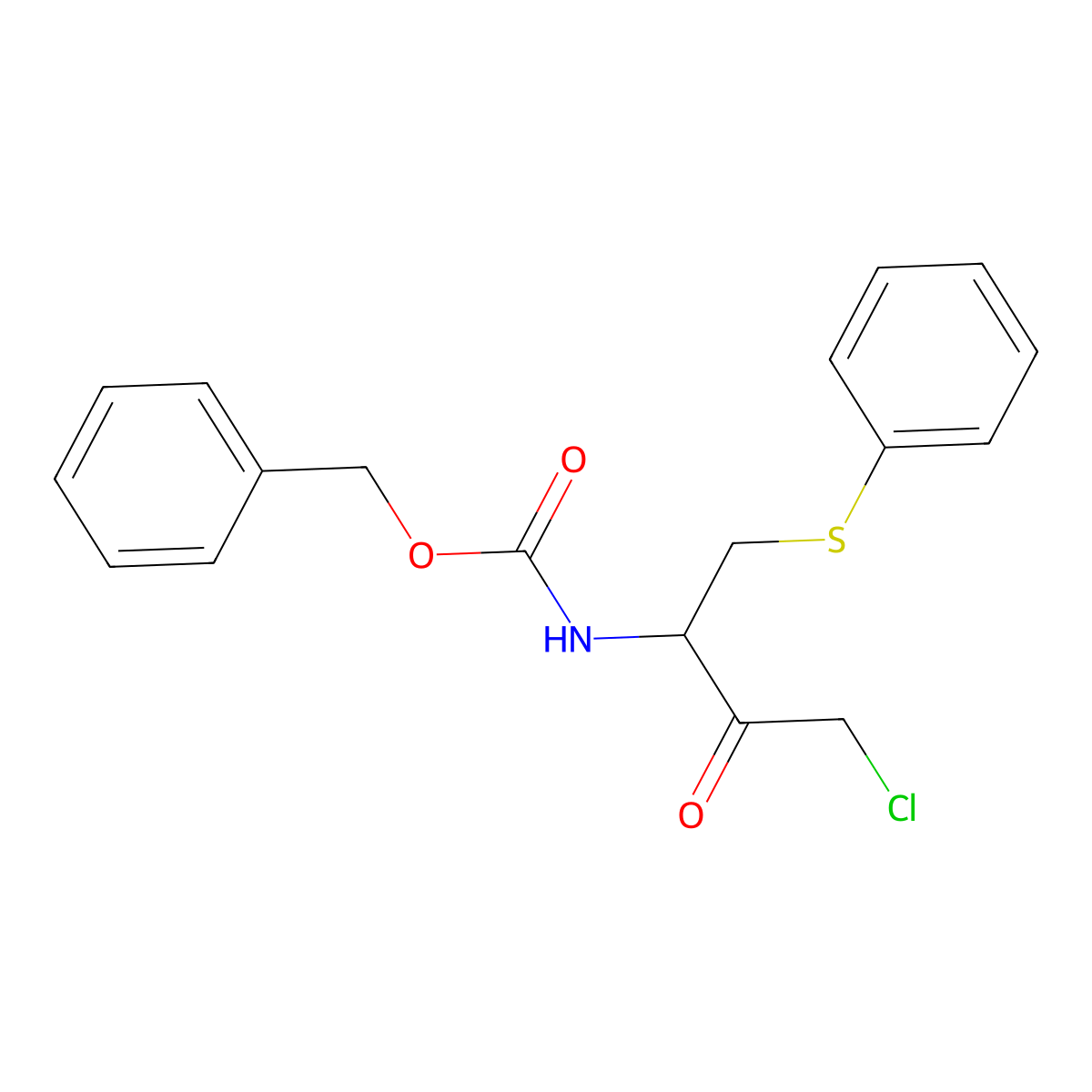 (R)-Benzyl (4-chloro-3-oxo-1-(phenylthio)butan-2-yl)carbamate molecular structure, CAS 159878-01-0