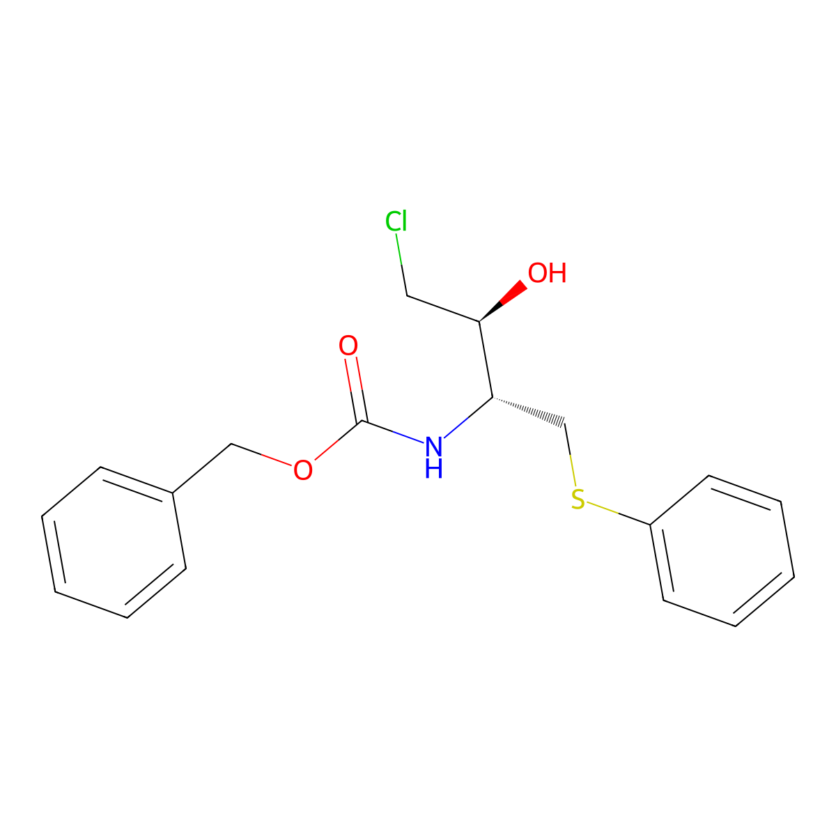 Benzyl ((2R,3S)-4-chloro-3-hydroxy-1-(phenylthio)butan-2-yl)carbamate molecular structure, CAS 159878-02-1