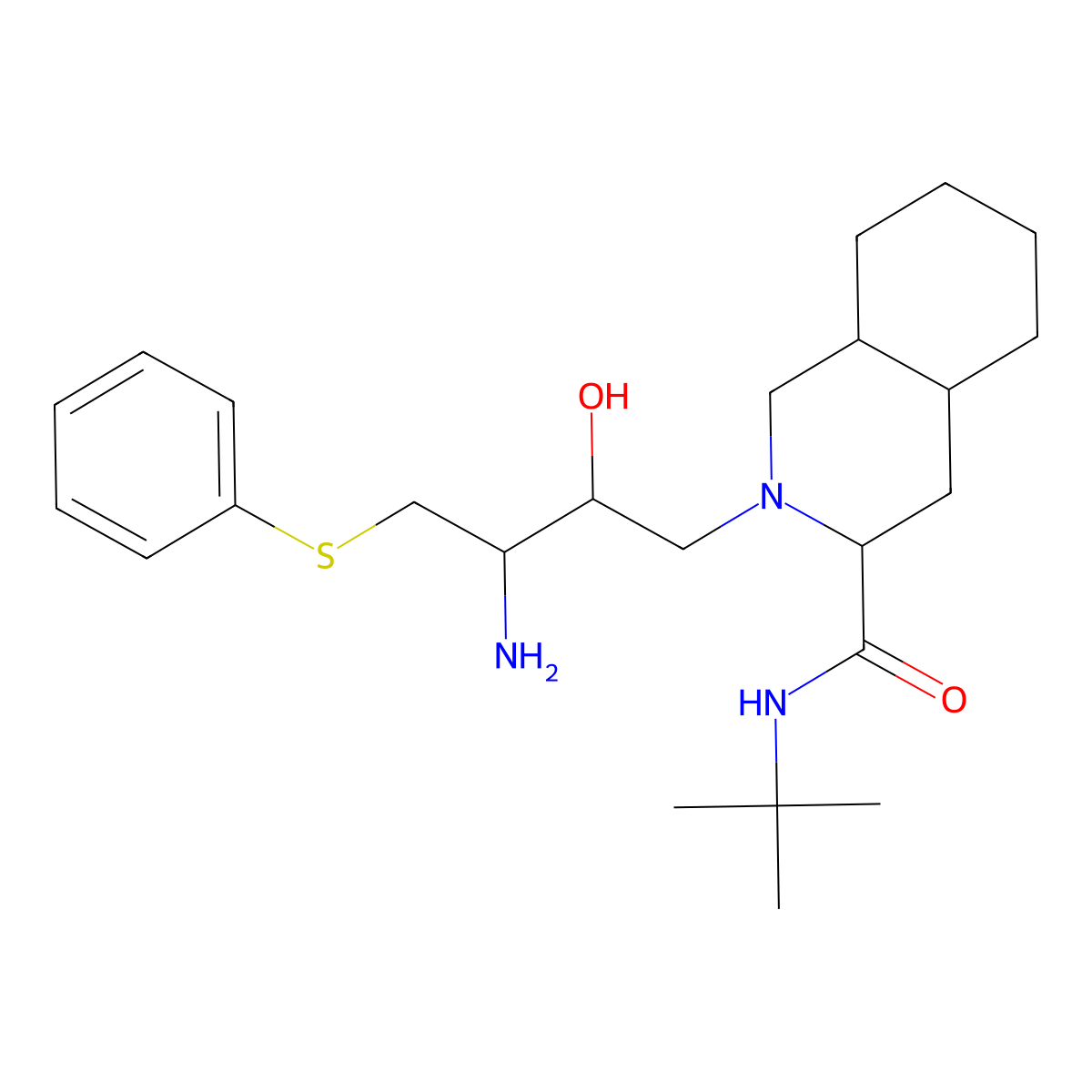 (3S,4aS,8aS)-2-((2R,3R)-3-Amino-2-hydroxy-4-(phenylthio)butyl)-N-(1,1-dimethylethyl)decahydro-3-isoquinolinecarboxamide molecular structure, CAS 159878-05-4