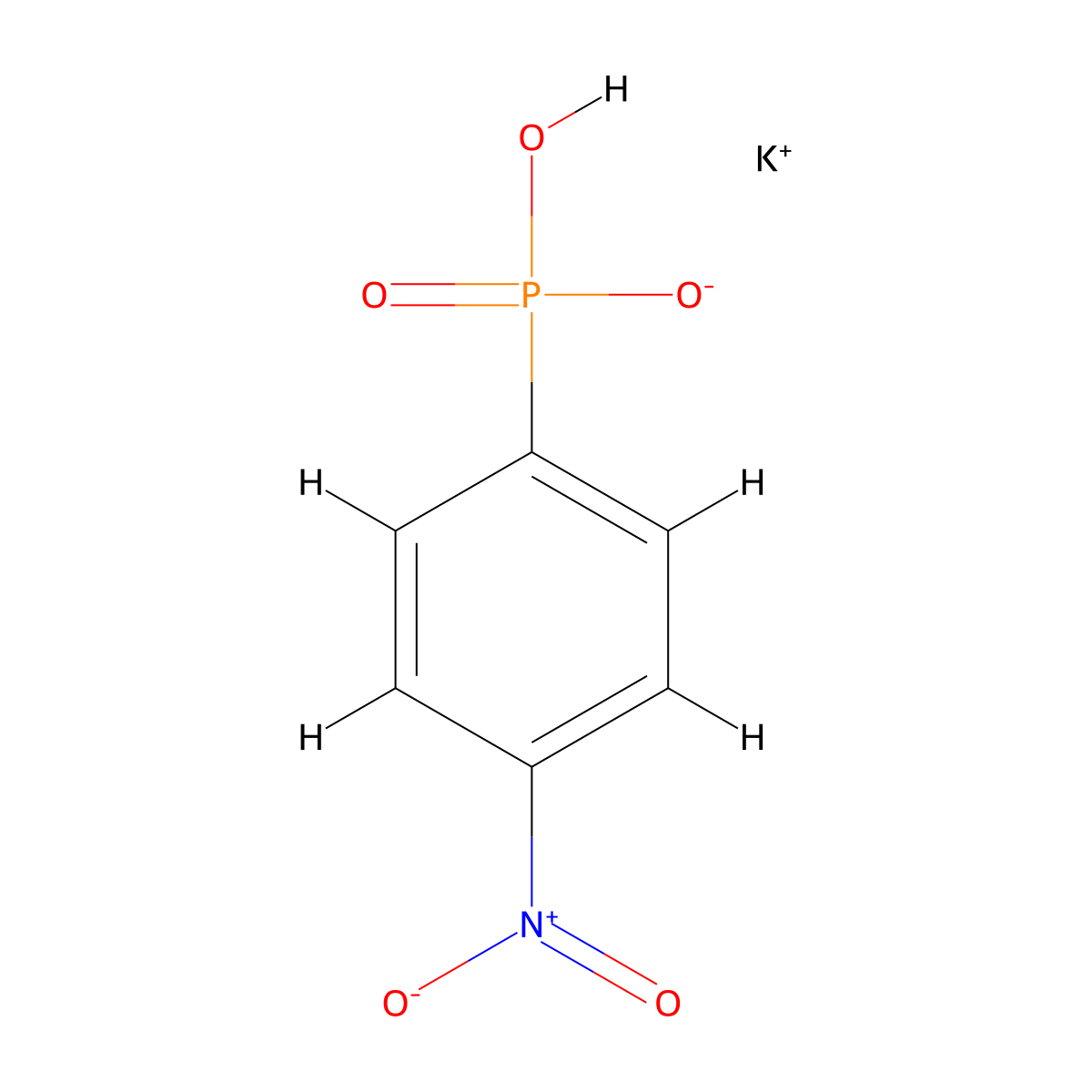 Potassium hydrogen (4-nitrophenyl)phosphonate molecular structure, CAS 159879-28-4