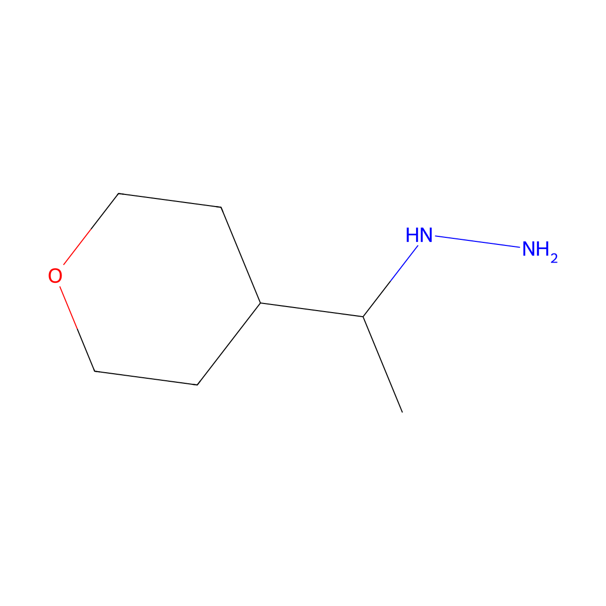 [1-(Oxan-4-yl)ethyl]hydrazine molecular structure, CAS 1598821-89-6
