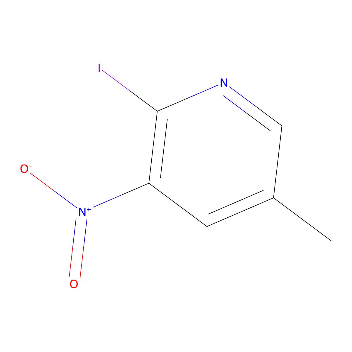 2-Iodo-5-methyl-3-nitropyridine molecular structure, CAS 1598838-80-2