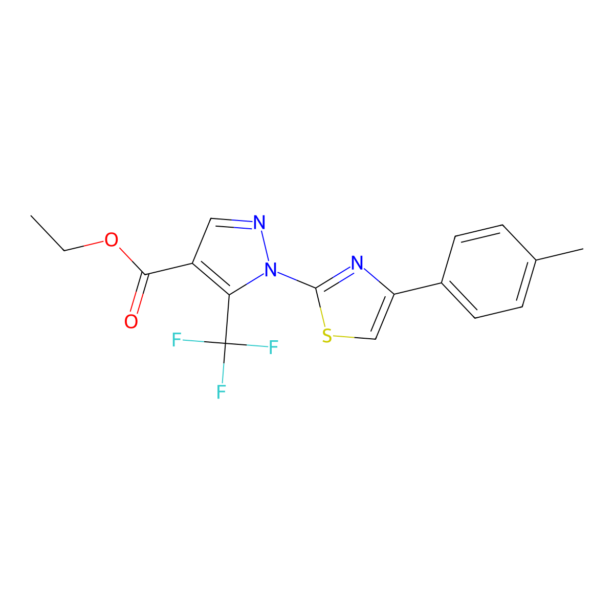 ethyl 1-[4-(4-methylphenyl)-1,3-thiazol-2-yl]-5-(trifluoromethyl)-1H-pyrazole-4-carboxylate molecular structure, CAS 159885-65-1