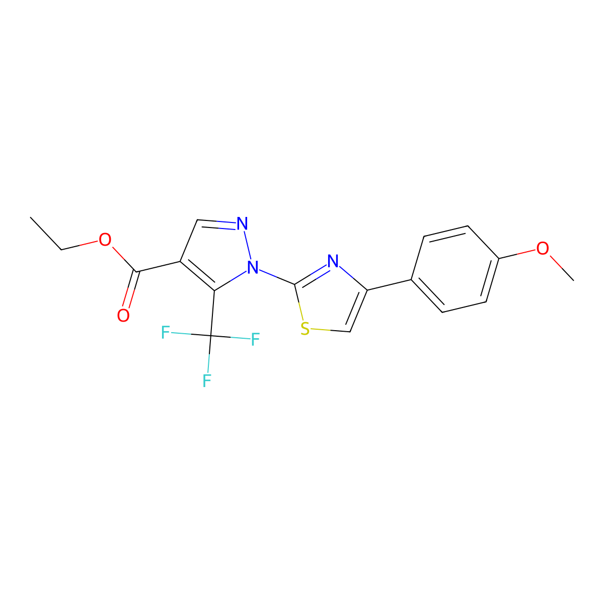 ethyl 1-[4-(4-methoxyphenyl)-1,3-thiazol-2-yl]-5-(trifluoromethyl)-1H-pyrazole-4-carboxylate molecular structure, CAS 159885-66-2