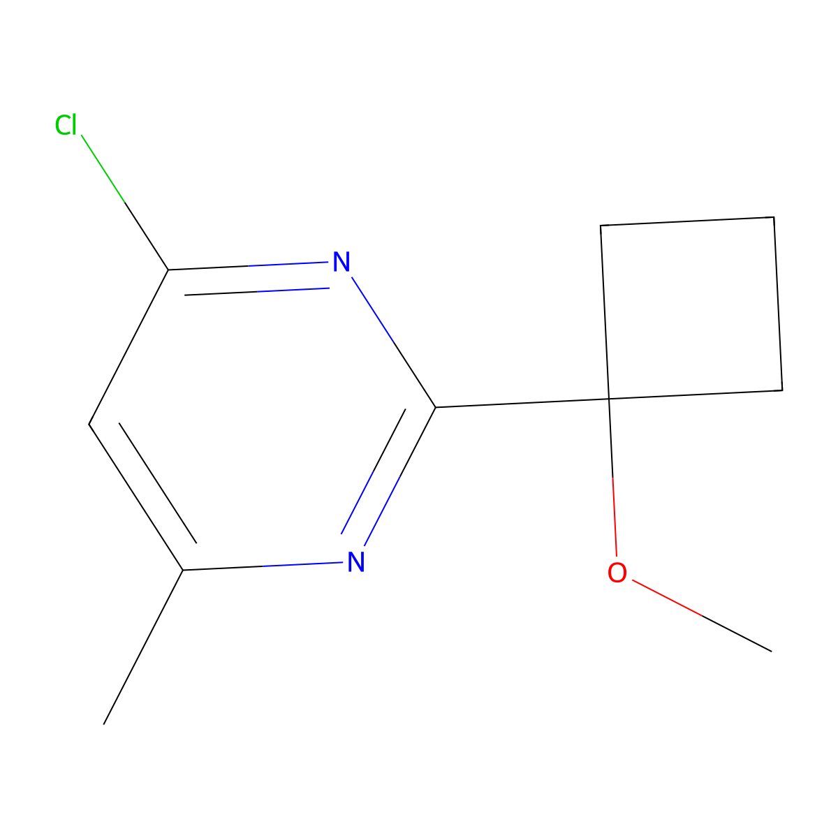 4-Chloro-2-(1-methoxycyclobutyl)-6-methylpyrimidine molecular structure, CAS 1598873-60-9
