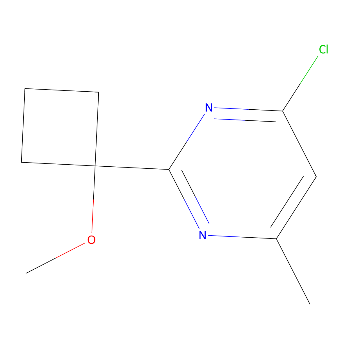 4-Chloro-2-(1-methoxycyclobutyl)-6-methylpyrimidine molecular structure, CAS 1598873-60-9