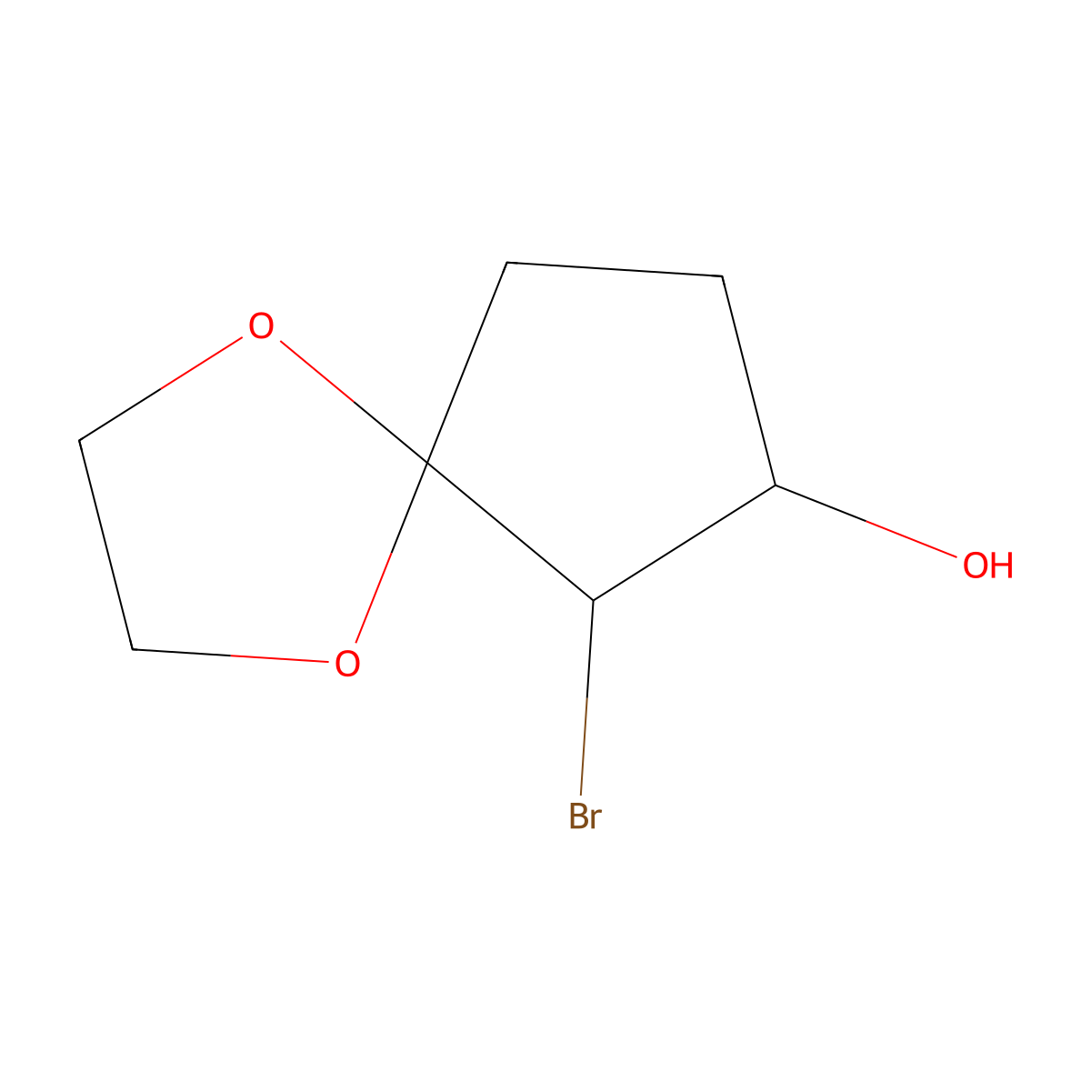 6-Bromo-1,4-dioxaspiro[4.4]nonan-7-ol molecular structure, CAS 159888-54-7