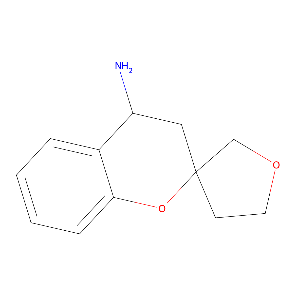 3,4-Dihydrospiro[1-benzopyran-2,3'-oxolan]-4-amine molecular structure, CAS 1598898-13-5