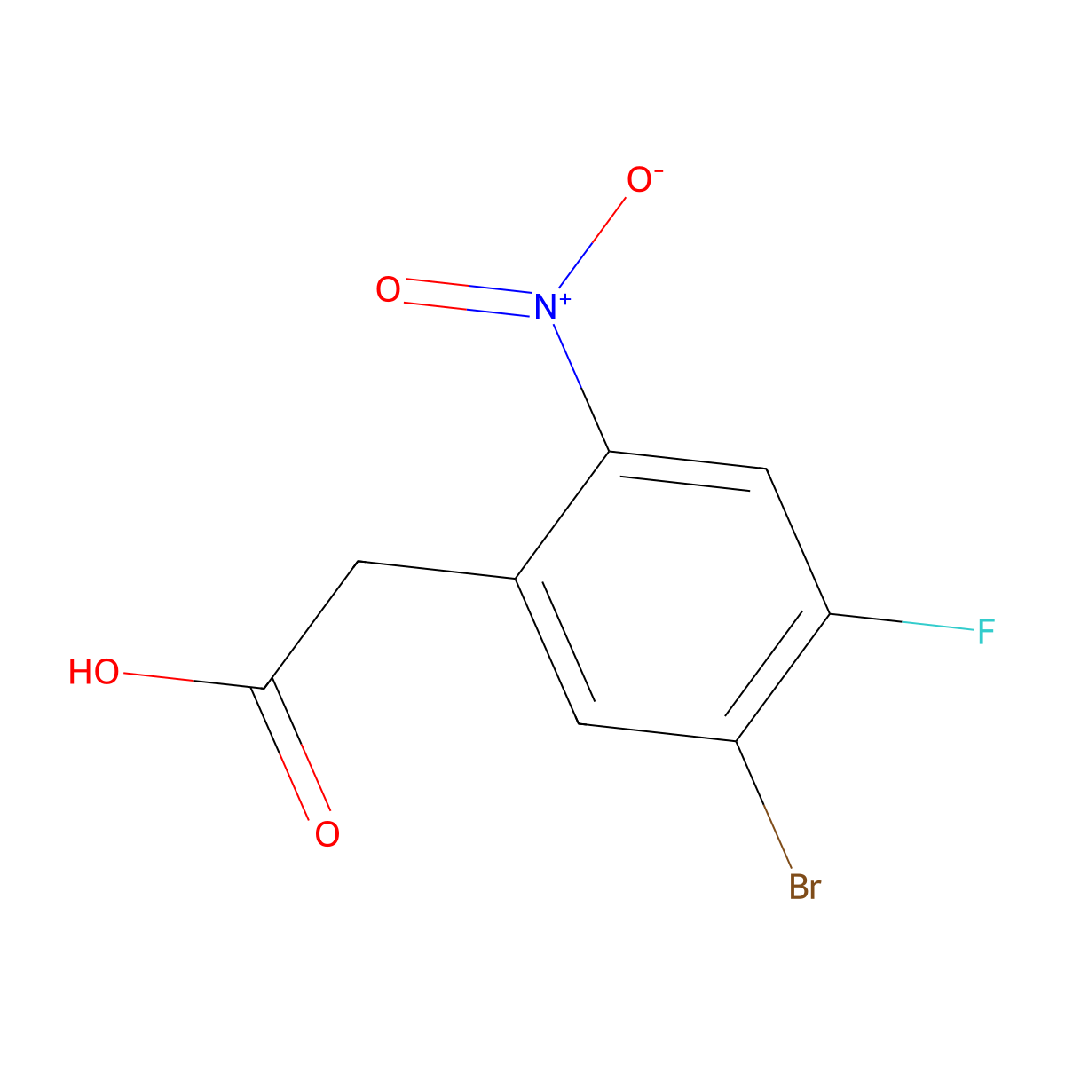 5-Bromo-4-fluoro-2-nitrophenylacetic acid molecular structure, CAS 1598963-13-3