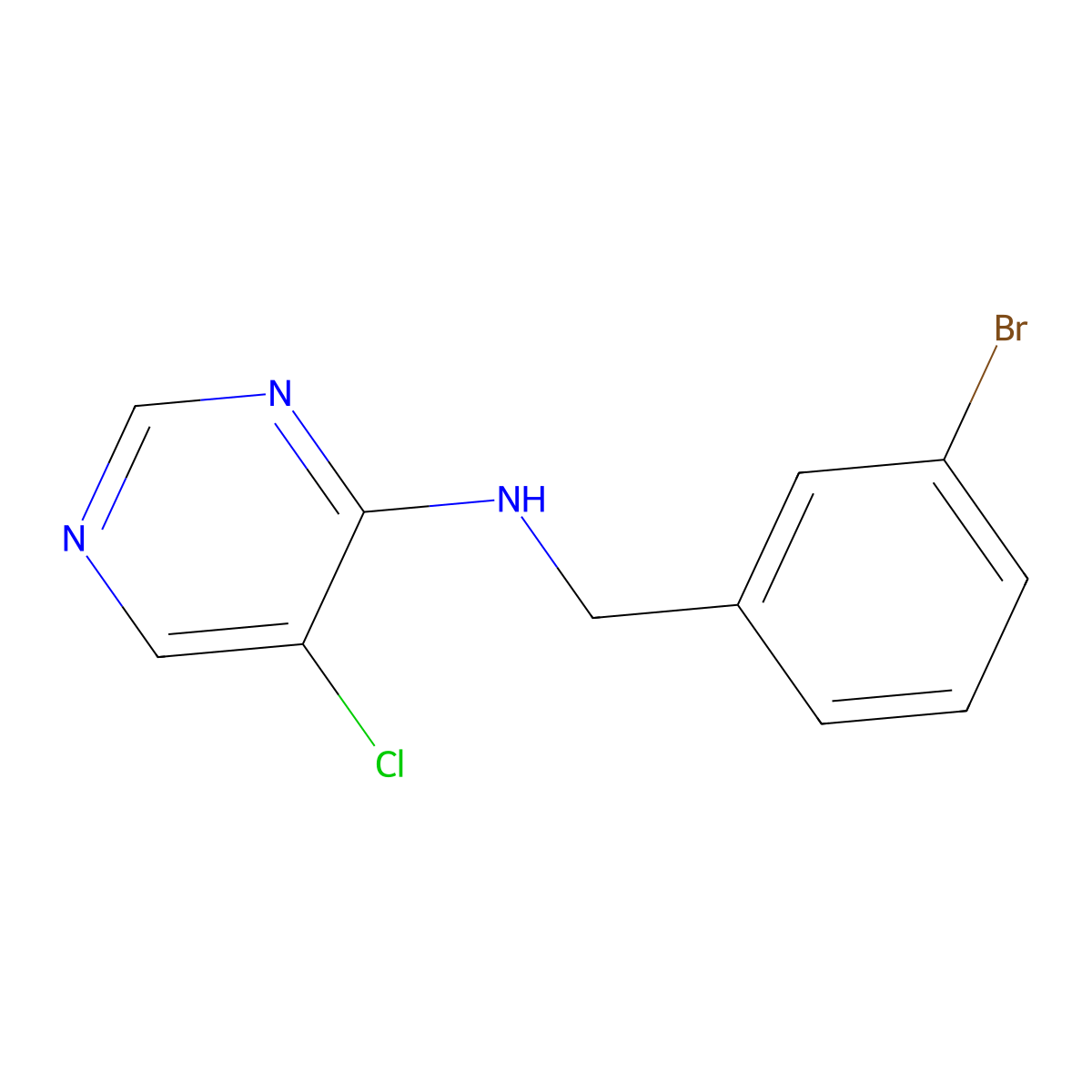 N-[(3-bromophenyl)methyl]-5-chloropyrimidin-4-amine molecular structure, CAS 1598999-18-8