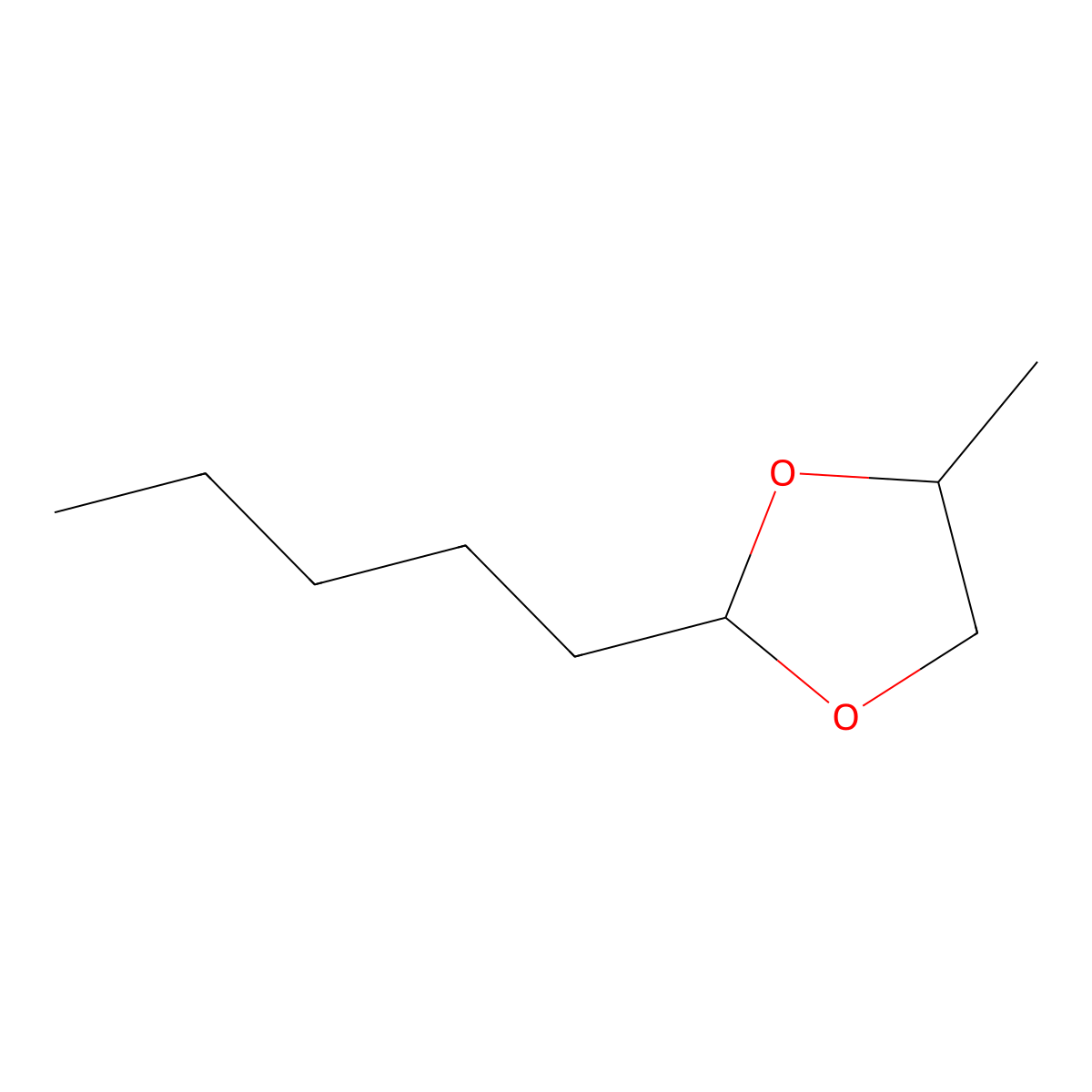4-Methyl-2-pentyl-1,3-dioxolane molecular structure, CAS 1599-49-1