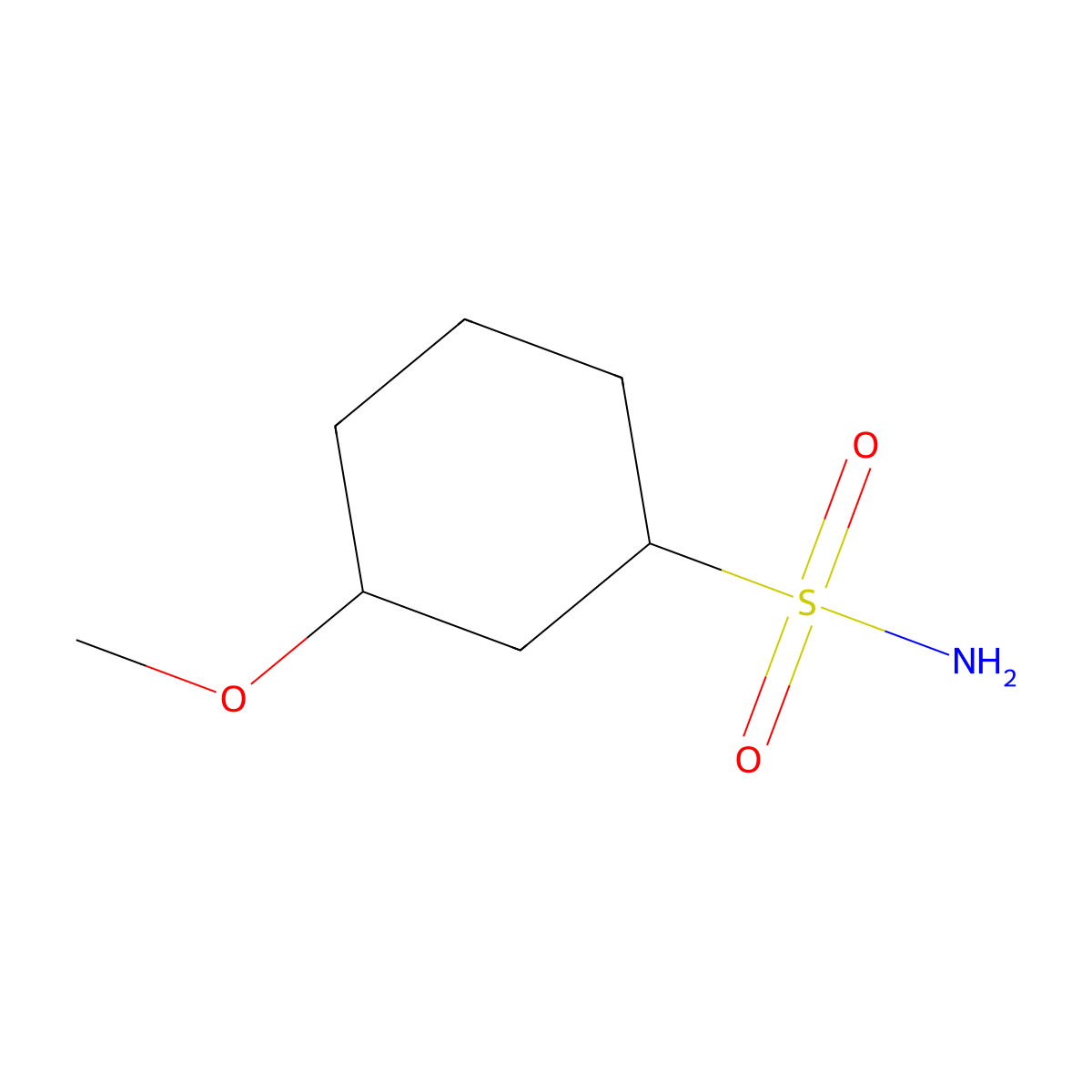 3-Methoxycyclohexane-1-sulfonamide molecular structure, CAS 1599078-71-3