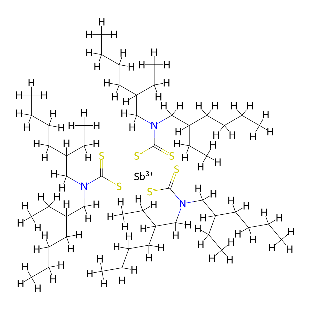 Tris[bis(2-ethylhexyl)dithiocarbamato-S,S']antimony molecular structure, CAS 15991-76-1