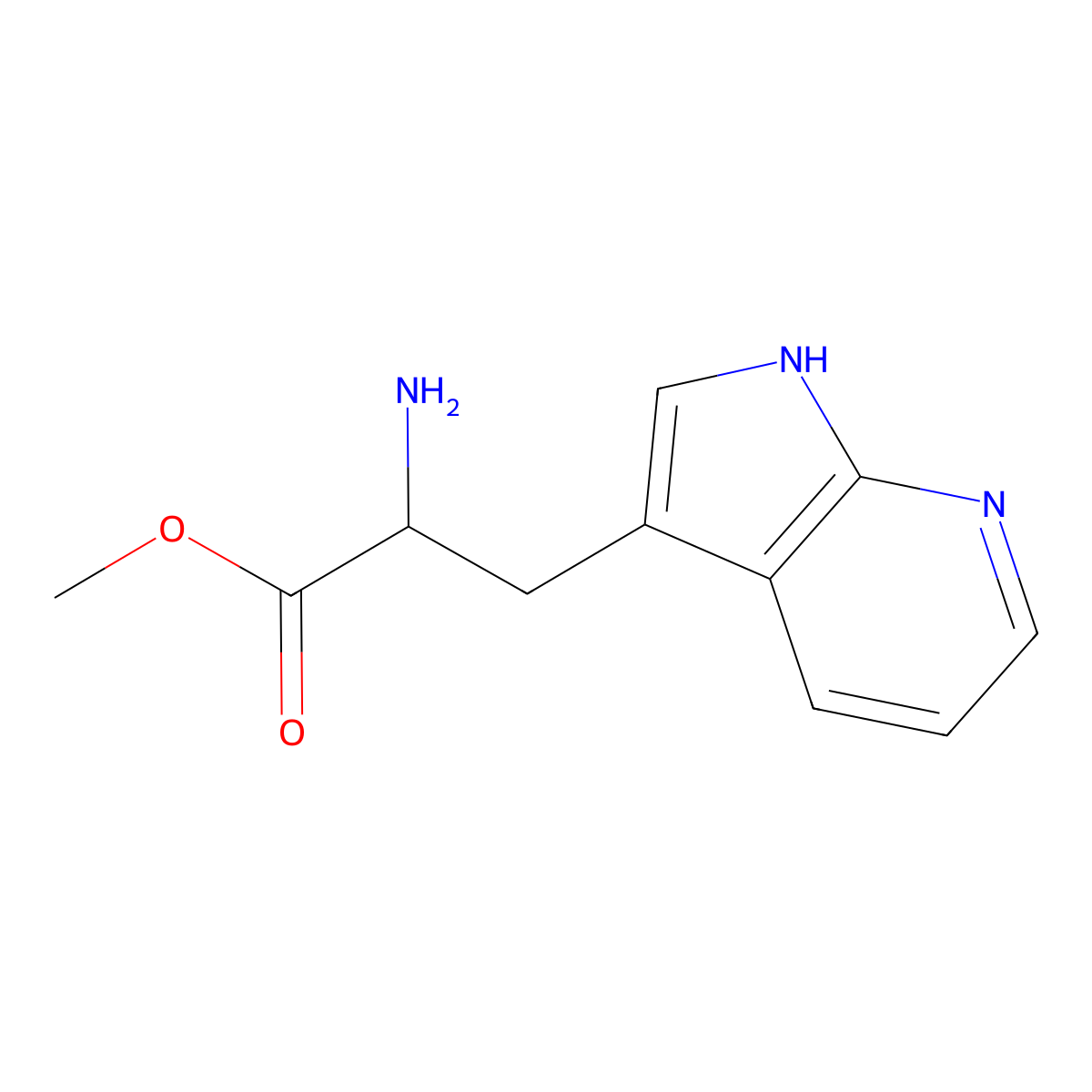 methyl 2-amino-3-(1H-pyrrolo[2,3-b]pyridin-3-yl)propanoate molecular structure, CAS 159911-75-8