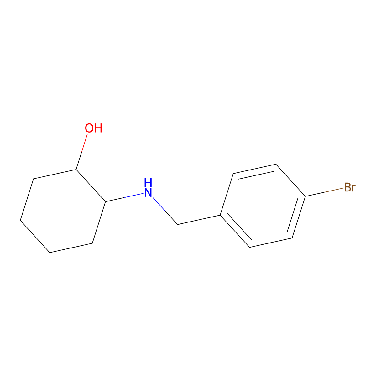 (1S,2S)-2-{[(4-bromophenyl)methyl]amino}cyclohexan-1-ol molecular structure, CAS 1599116-05-8