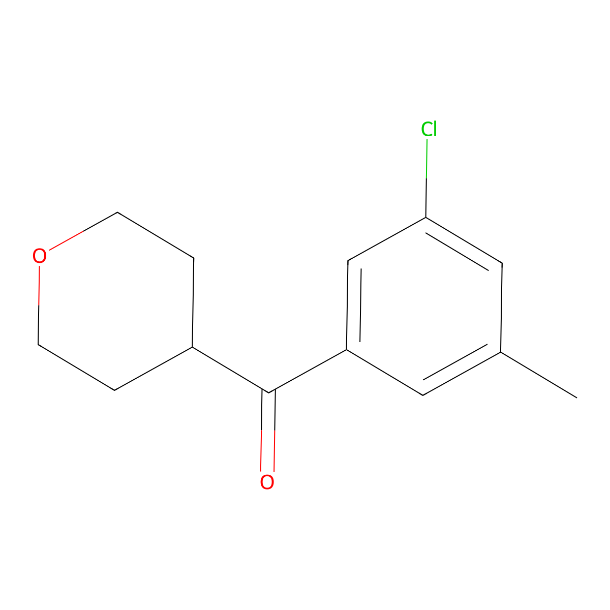(3-Chloro-5-methylphenyl)(tetrahydro-2H-pyran-4-yl)methanone molecular structure, CAS 1599151-39-9