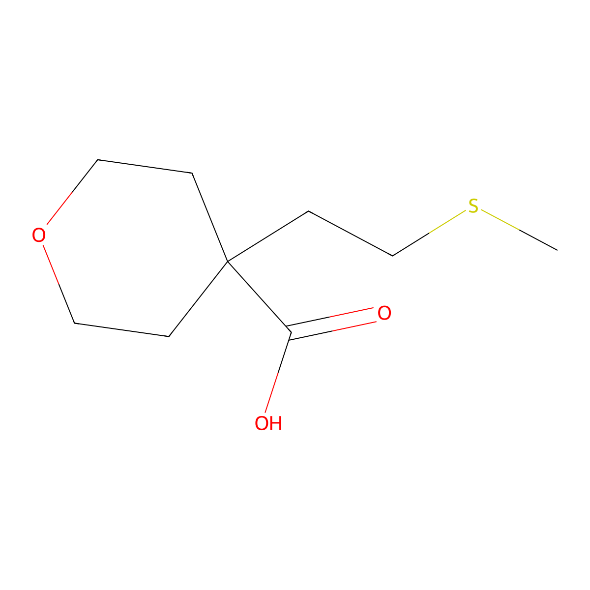 4-[2-(Methylsulfanyl)ethyl]oxane-4-carboxylic acid molecular structure, CAS 1599160-93-6