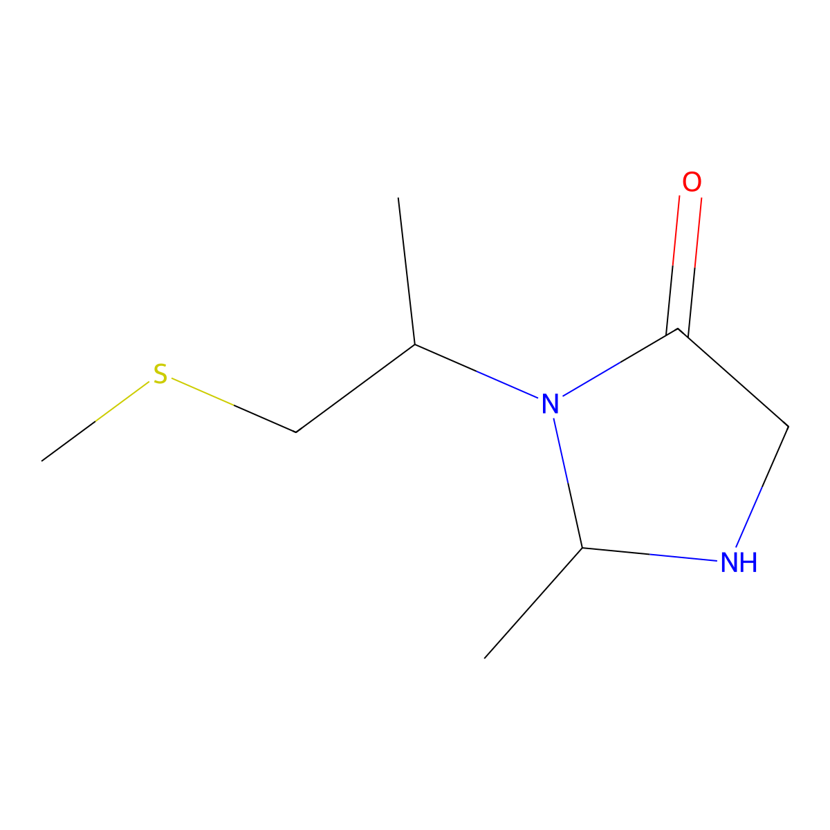 2-Methyl-3-(1-(methylsulfanyl)propan-2-yl)imidazolidin-4-one molecular structure, CAS 1599171-90-0