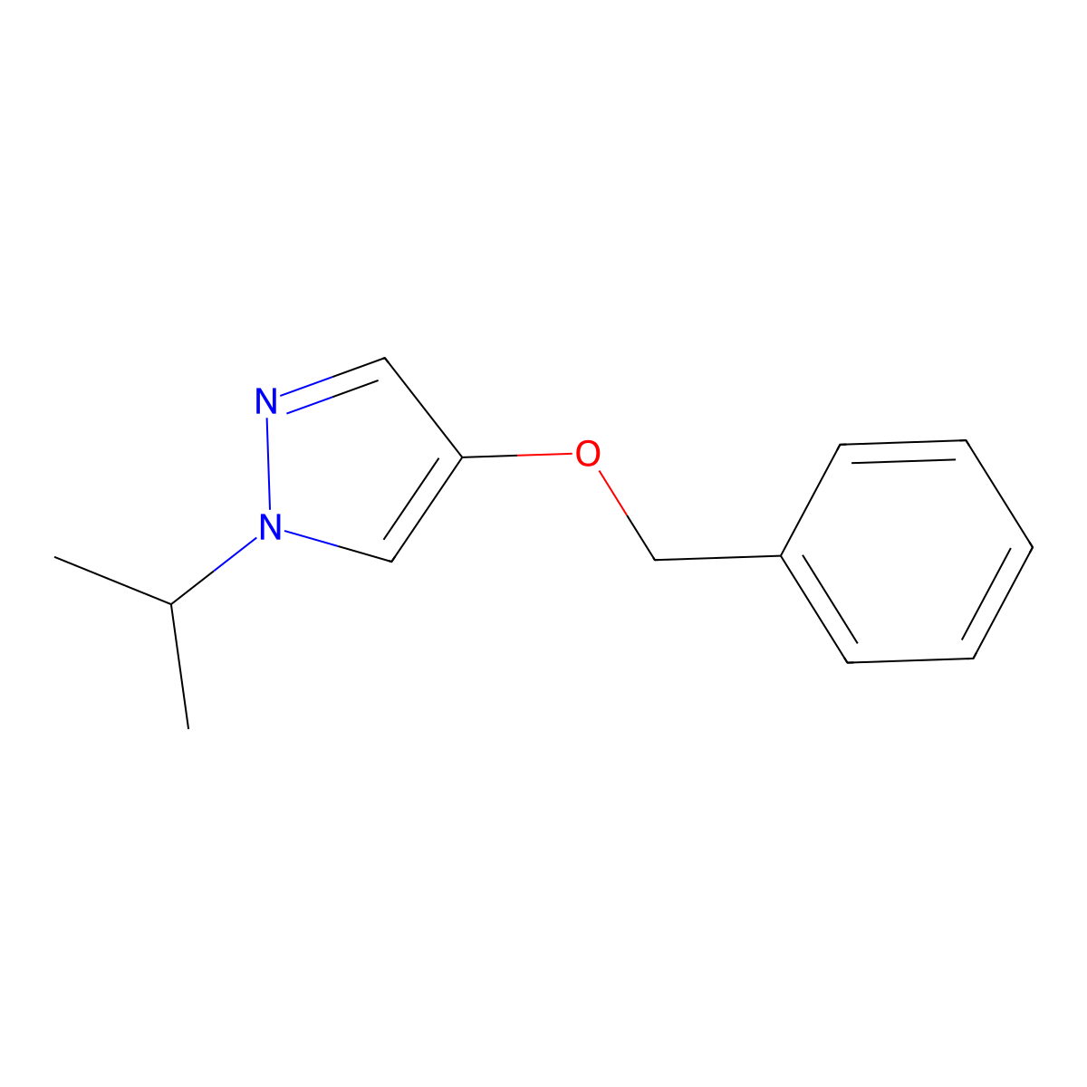 4-(benzyloxy)-1-(propan-2-yl)-1H-pyrazole molecular structure, CAS 1599179-43-7