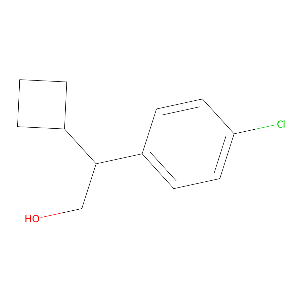2-(4-Chlorophenyl)-2-cyclobutylethan-1-ol molecular structure, CAS 1599194-24-7