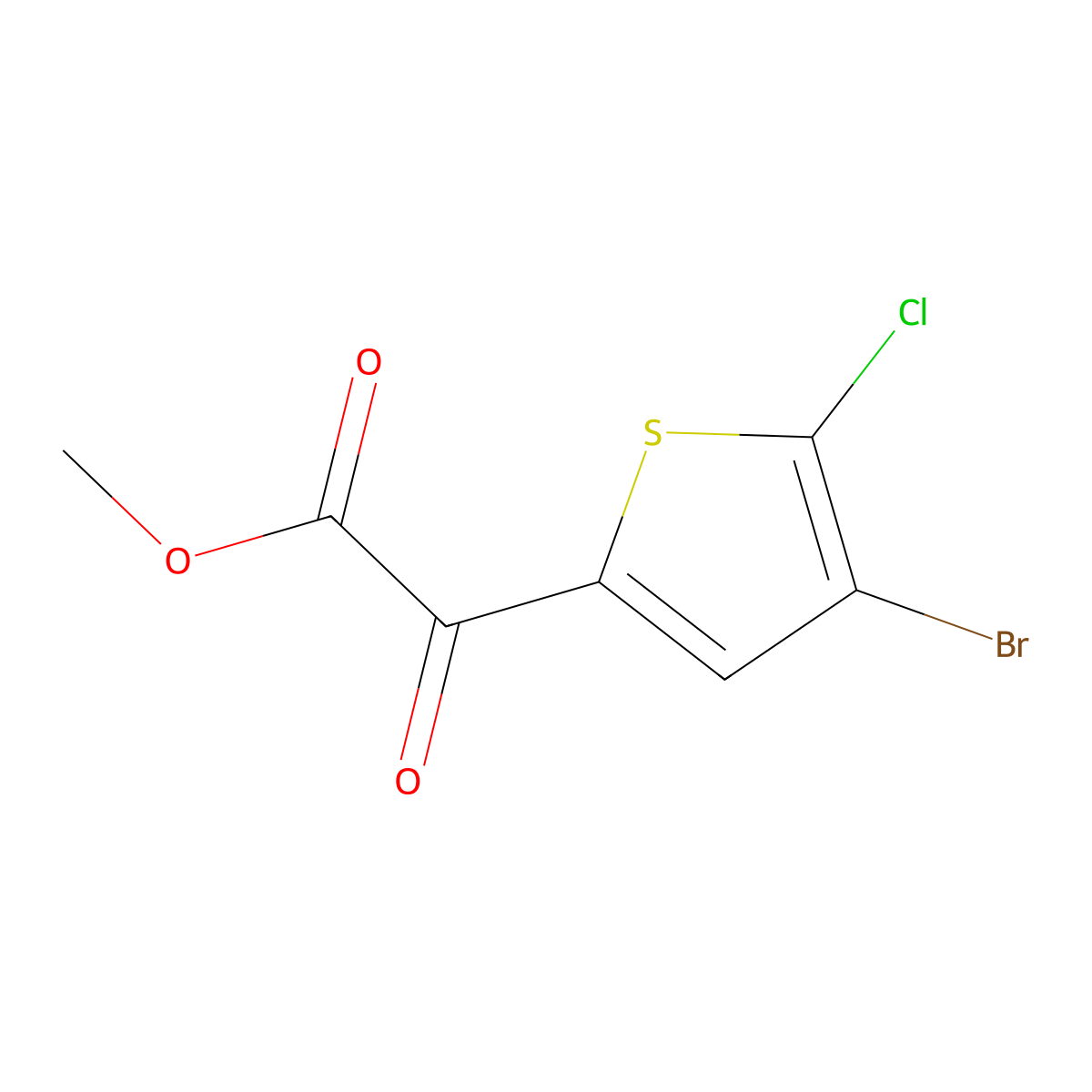 Methyl 4-bromo-5-chloro-alpha-oxo-2-thiopheneacetate molecular structure, CAS 1599217-28-3