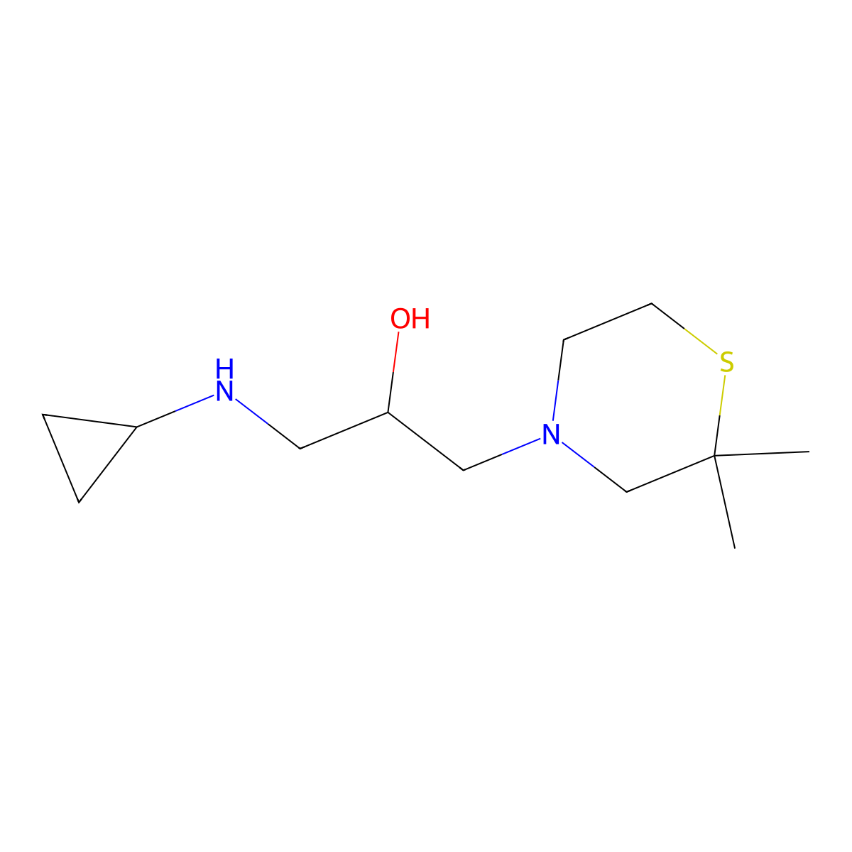 1-(Cyclopropylamino)-3-(2,2-dimethylthiomorpholin-4-yl)propan-2-ol molecular structure, CAS 1599223-13-8