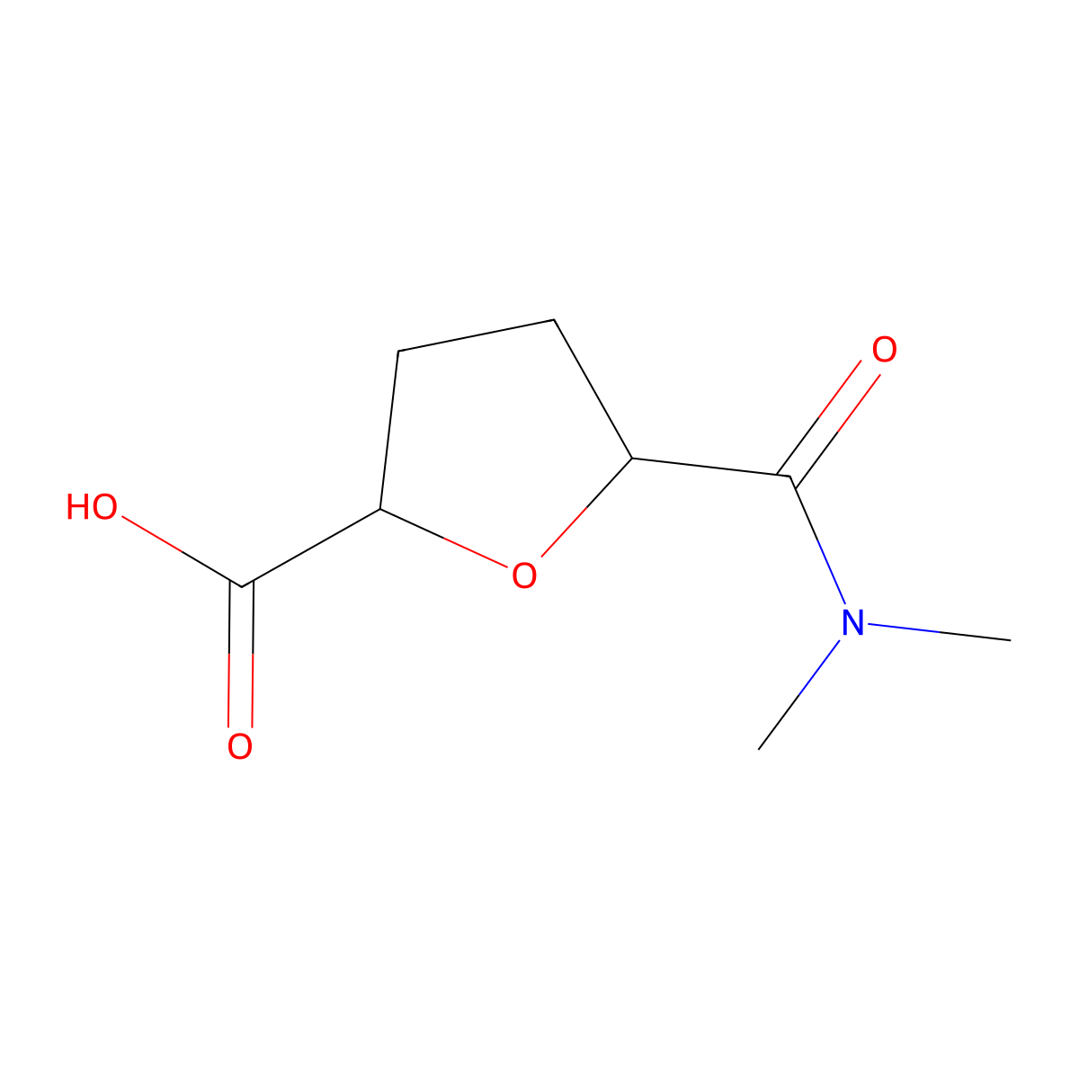 (2R,5S)-5-(Dimethylcarbamoyl)oxolane-2-carboxylic acid molecular structure, CAS 1599223-18-3