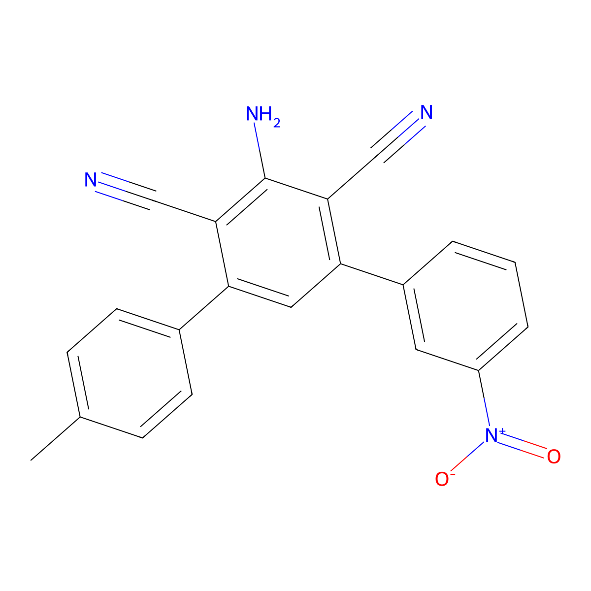 5'-Amino-4''-methyl-3-nitro-1,1':3',1''-terphenyl-4',6'-dicarbonitrile molecular structure, CAS 159924-80-8
