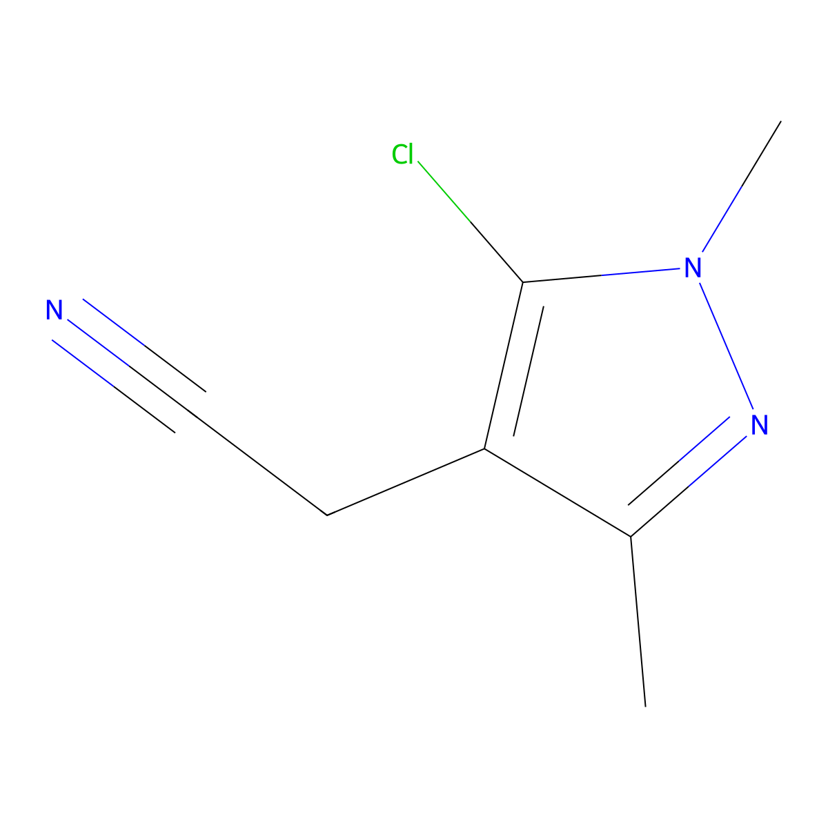 2-(5-chloro-1,3-dimethyl-1H-pyrazol-4-yl)acetonitrile molecular structure, CAS 1599242-32-6