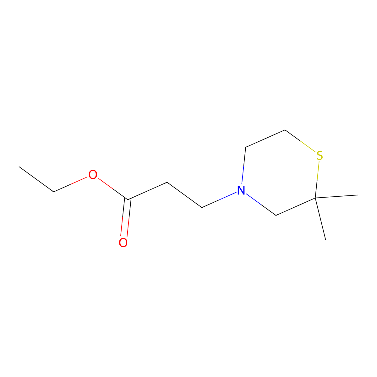 Ethyl 3-(2,2-dimethylthiomorpholin-4-yl)propanoate molecular structure, CAS 1599248-60-8