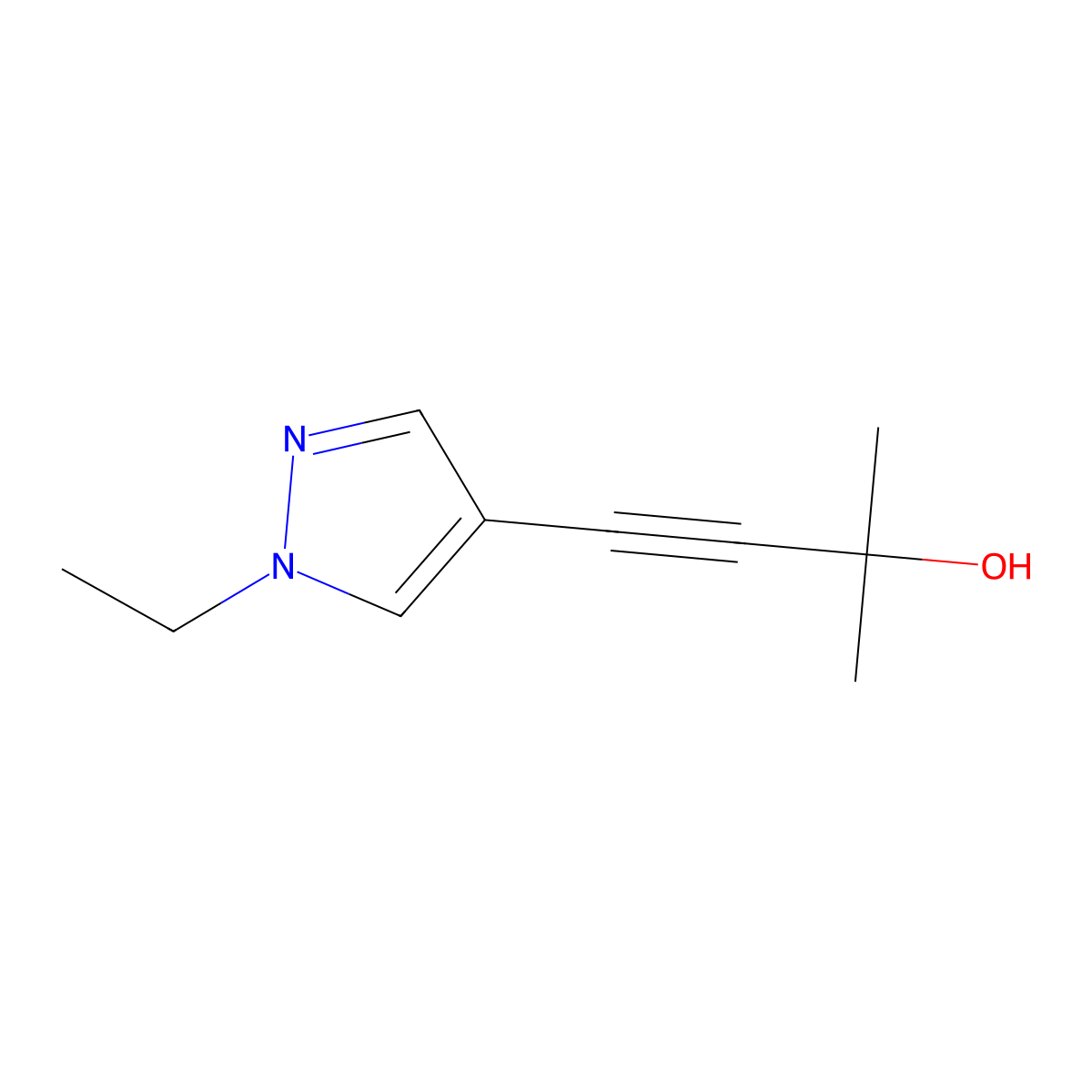4-(1-Ethyl-1H-pyrazol-4-yl)-2-methyl-3-butyn-2-ol molecular structure, CAS 1599262-23-3