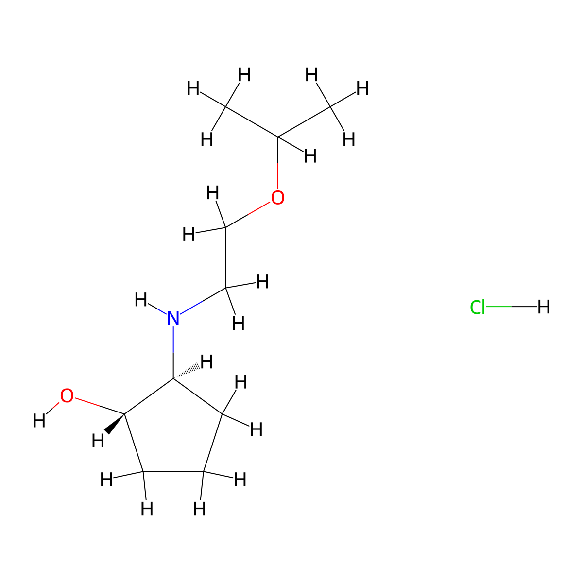 trans-(1S,2S)-2-(2-propan-2-yloxyethylamino)cyclopentan-1-ol;hydrochloride molecular structure, CAS 1599293-28-3