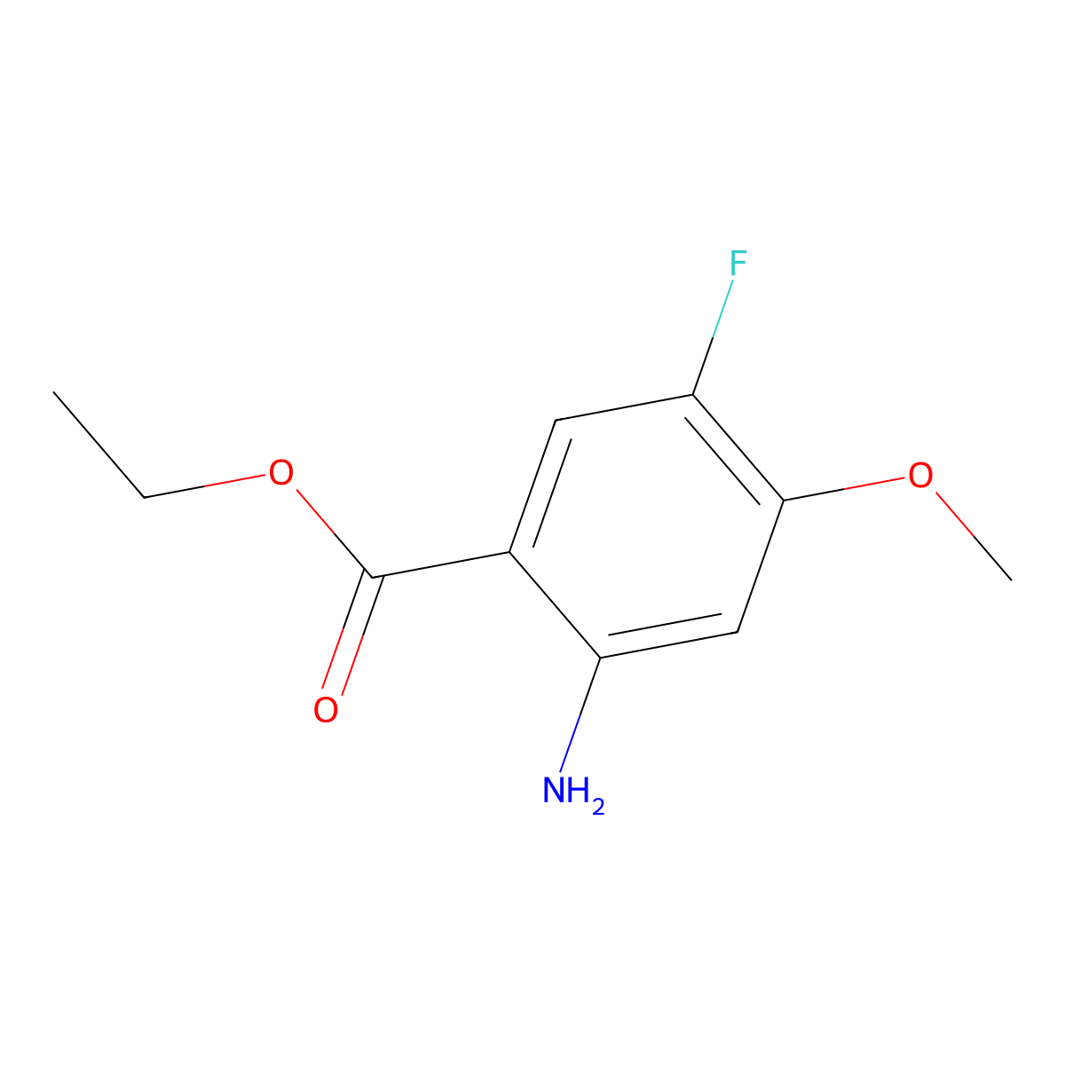 Ethyl 2-amino-5-fluoro-4-methoxybenzoate molecular structure, CAS 1599321-78-4