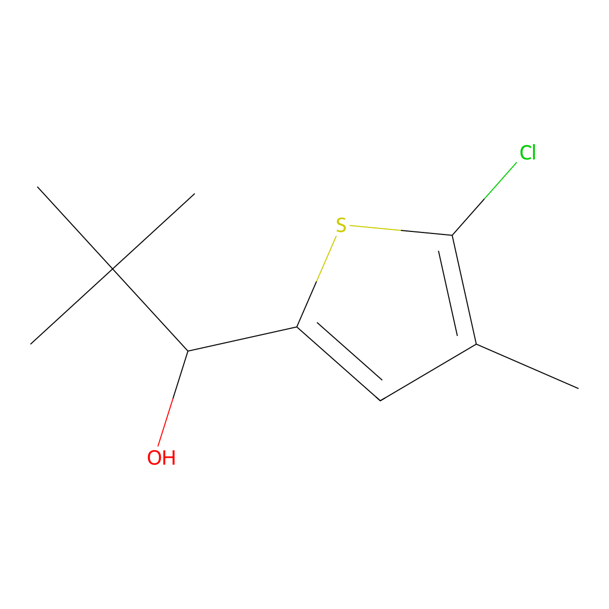 1-(5-Chloro-4-methylthiophen-2-yl)-2,2-dimethylpropan-1-ol molecular structure, CAS 1599325-93-5