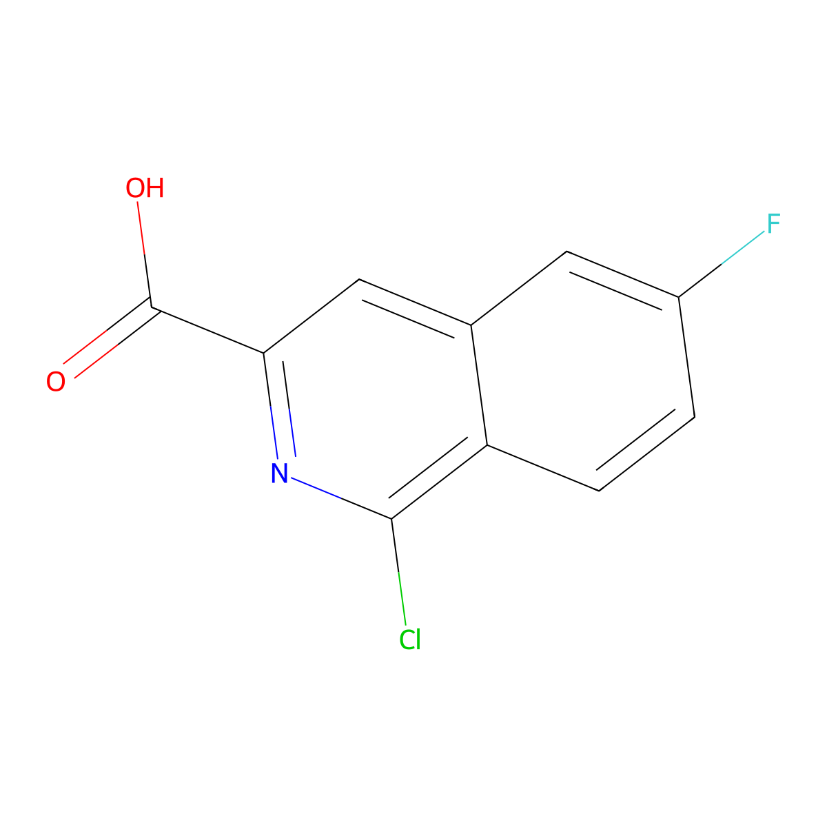 1-Chloro-6-fluoroisoquinoline-3-carboxylic acid molecular structure, CAS 1599376-28-9
