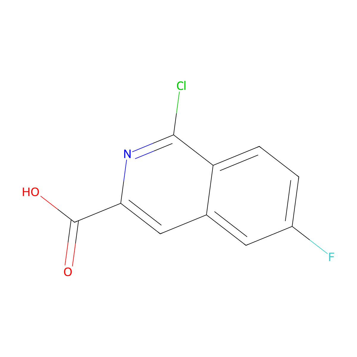 1-Chloro-6-fluoroisoquinoline-3-carboxylic acid molecular structure, CAS 1599376-28-9