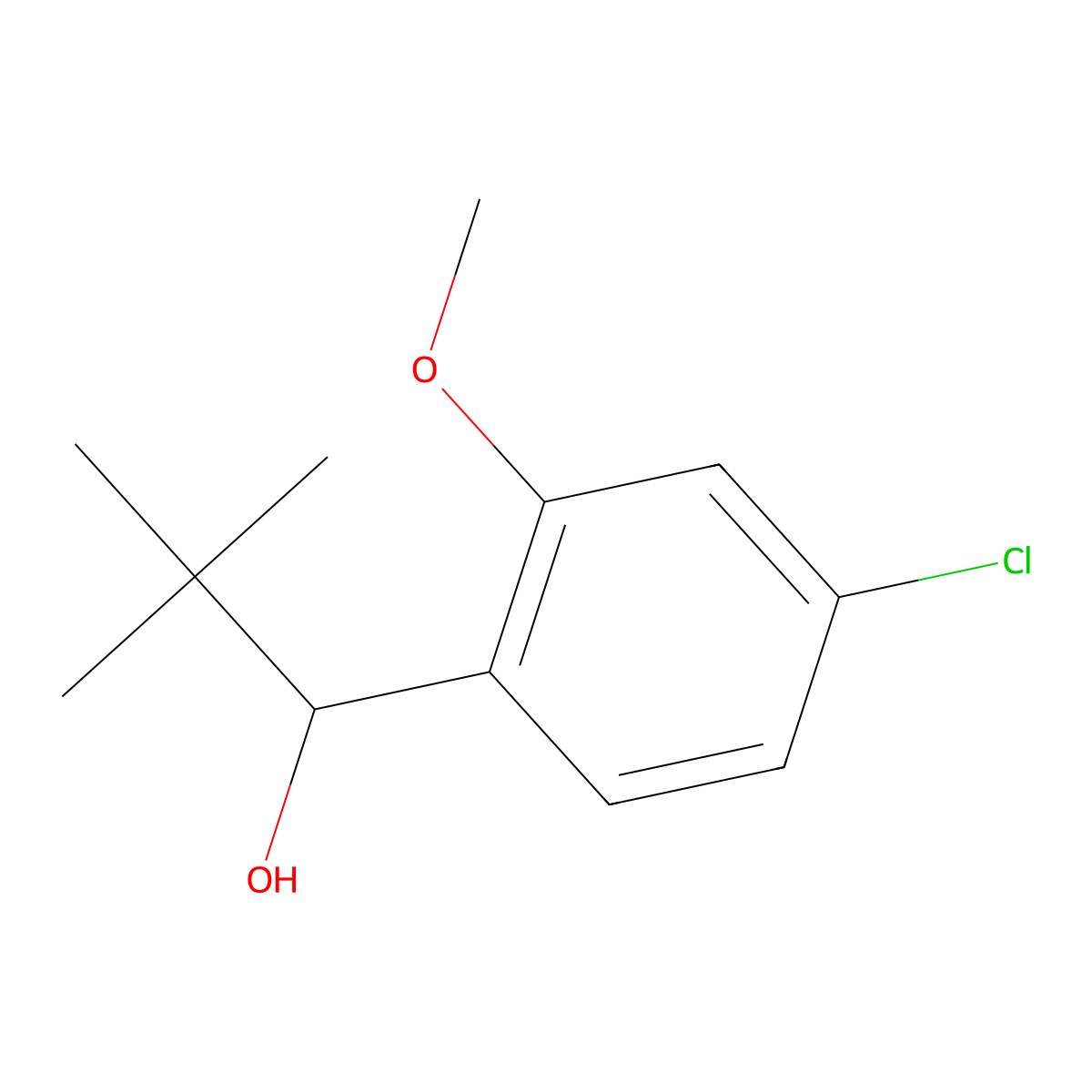 1-(4-Chloro-2-methoxyphenyl)-2,2-dimethylpropan-1-ol molecular structure, CAS 1599381-74-4