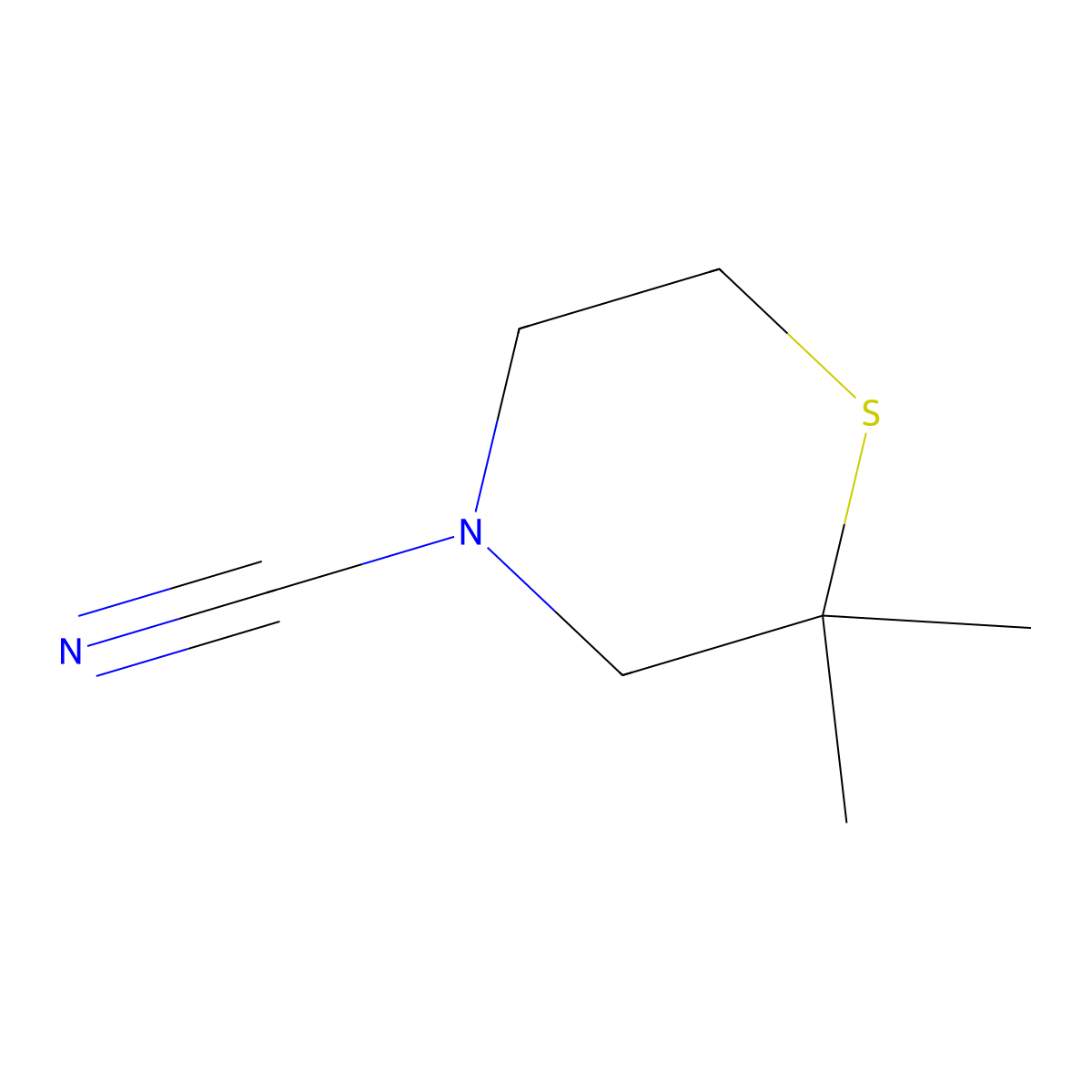 2,2-Dimethylthiomorpholine-4-carbonitrile molecular structure, CAS 1599395-42-2