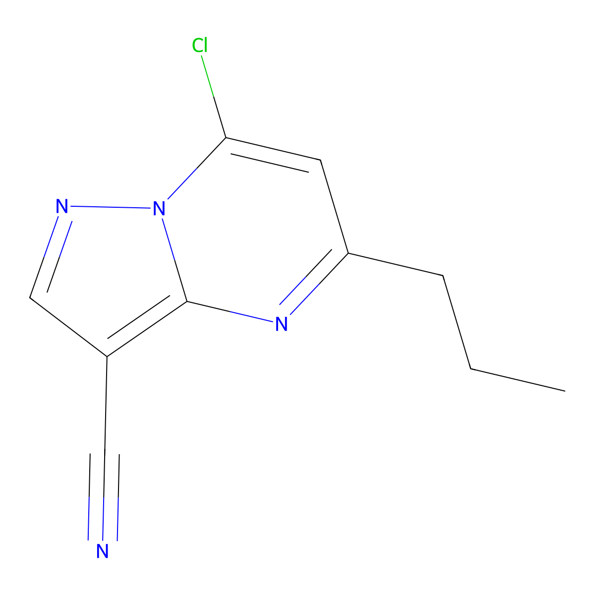 7-Chloro-5-propylpyrazolo[1,5-a]pyrimidine-3-carbonitrile molecular structure, CAS 1599396-31-2