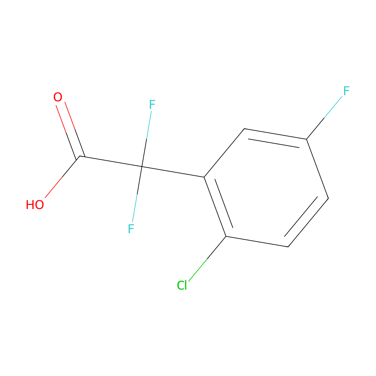 2-(2-Chloro-5-fluorophenyl)-2,2-difluoroacetic acid molecular structure, CAS 1599410-43-1