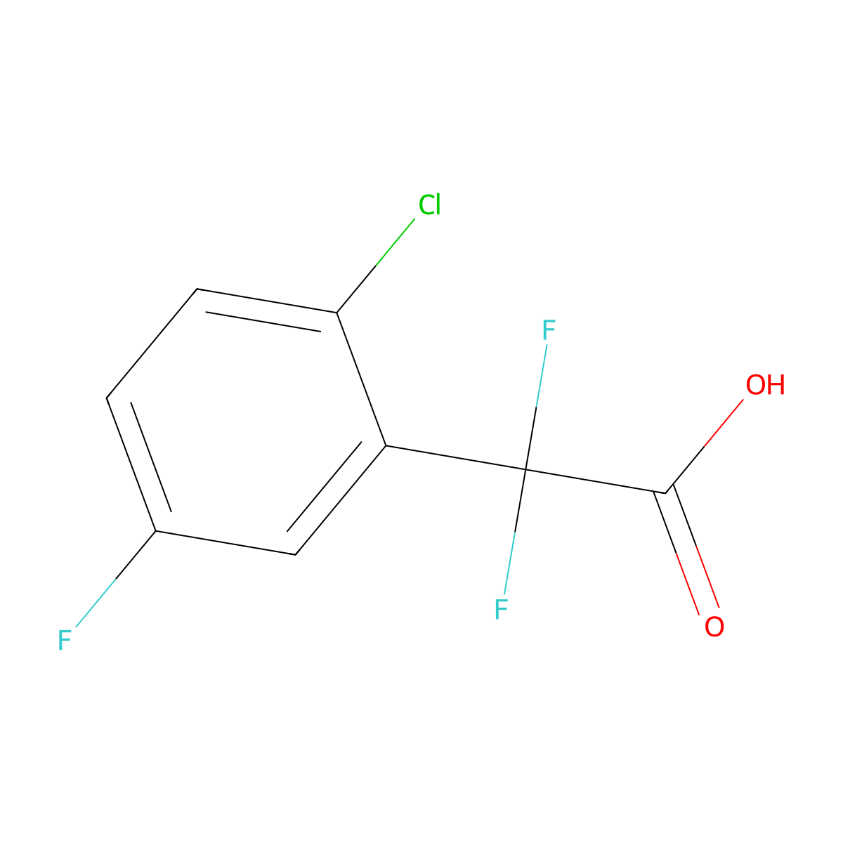 2-(2-Chloro-5-fluorophenyl)-2,2-difluoroacetic acid molecular structure, CAS 1599410-43-1
