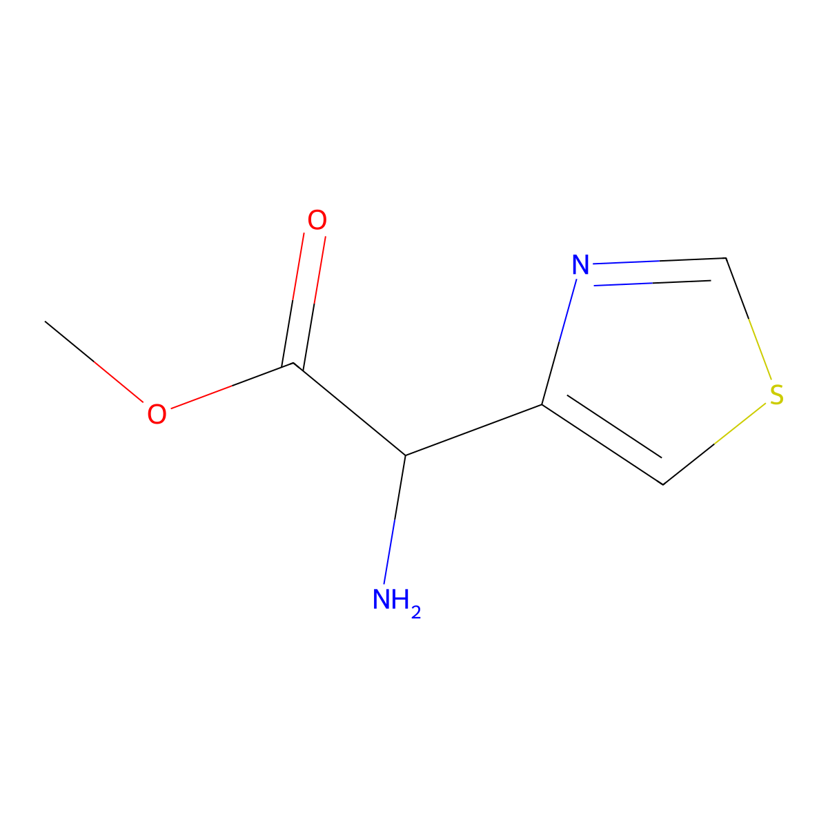 Methyl 2-amino-2-(1,3-thiazol-4-yl)acetate molecular structure, CAS 1599416-58-6