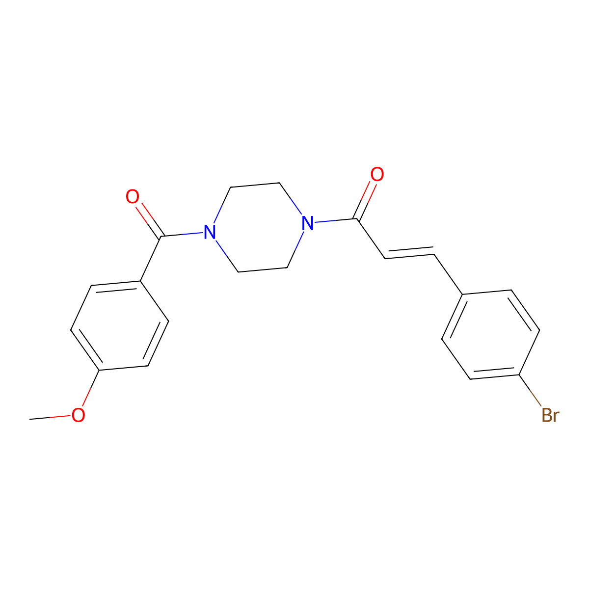 (E)-3-(4-bromophenyl)-1-(4-(4-methoxybenzoyl)piperazin-1-yl)prop-2-en-1-one molecular structure, CAS 1599432-08-2