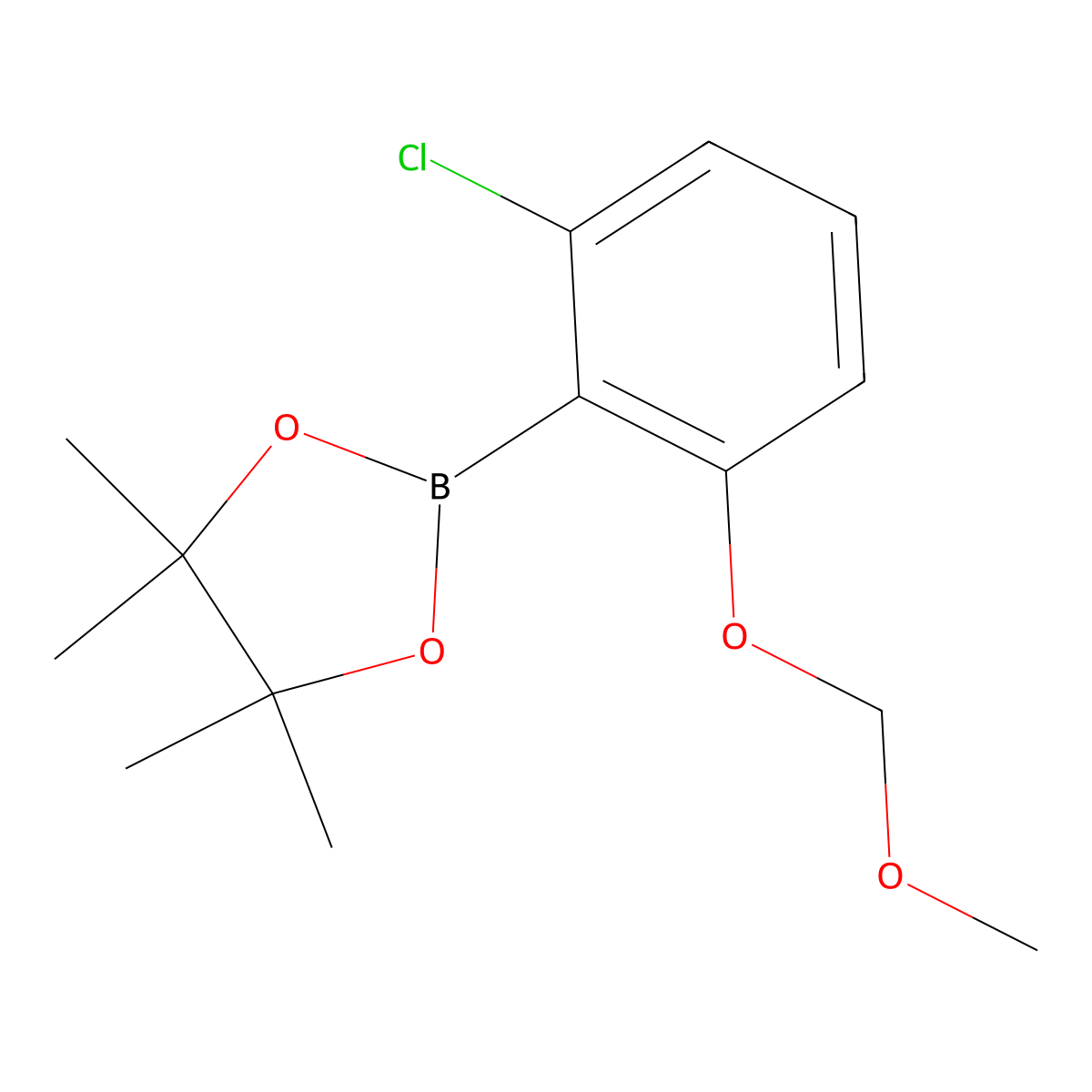 2-[2-Chloro-6-(methoxymethoxy)phenyl]-4,4,5,5-tetramethyl-1,3,2-dioxaborolane molecular structure, CAS 1599432-42-4