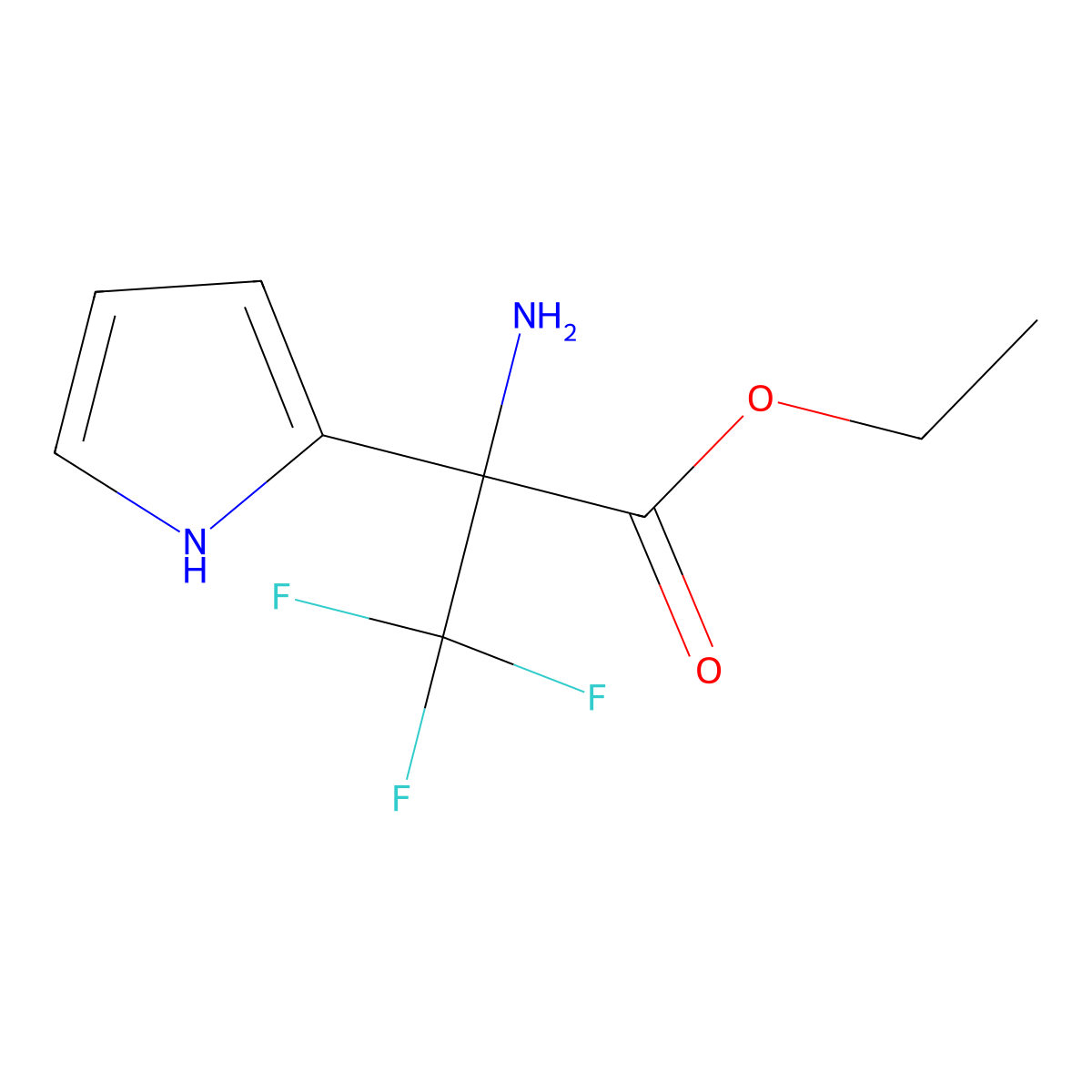 ethyl 2-amino-3,3,3-trifluoro-2-(1H-pyrrol-2-yl)propanoate molecular structure, CAS 1599437-60-1